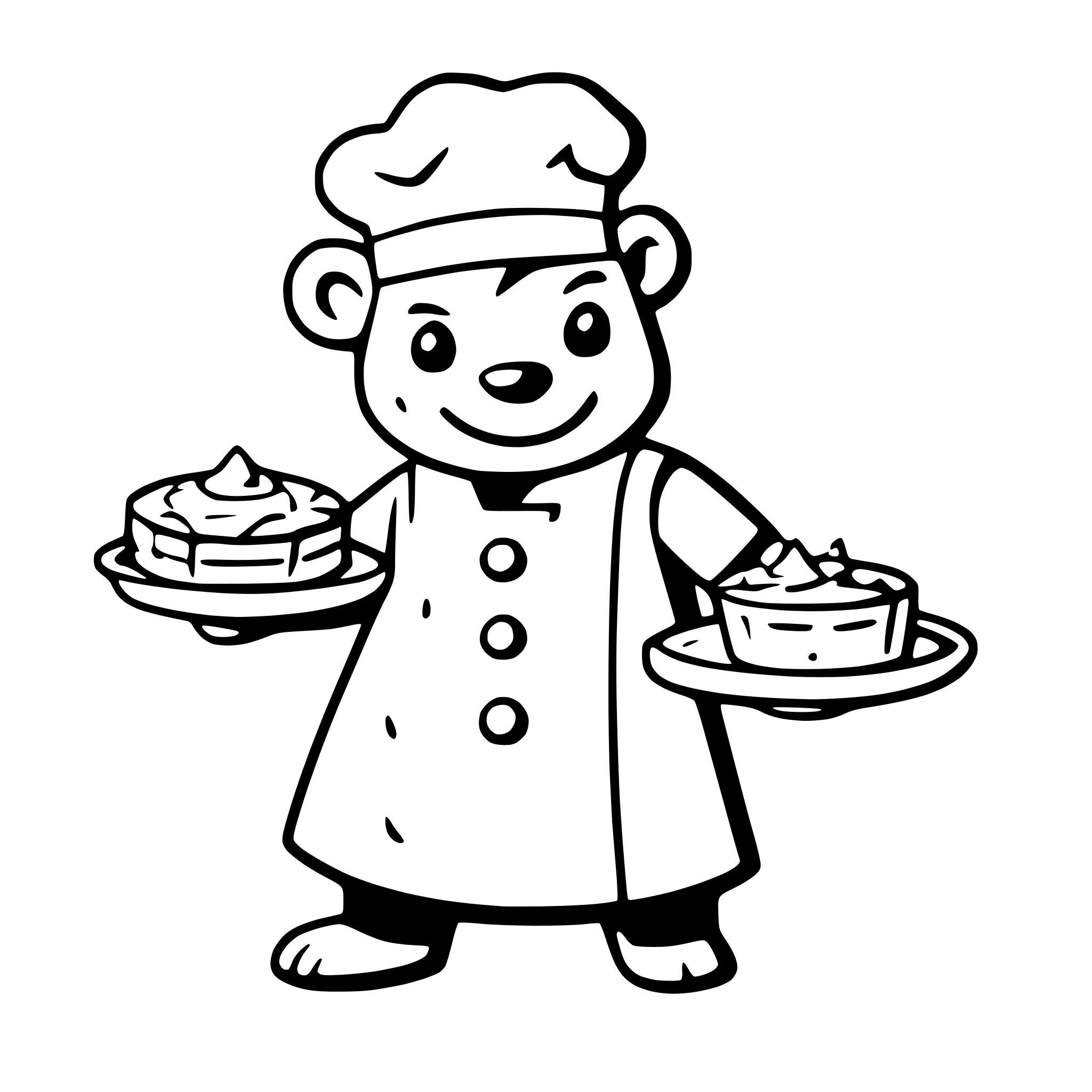 AI-generated SVG of 'a bear chef flipping pancakes'