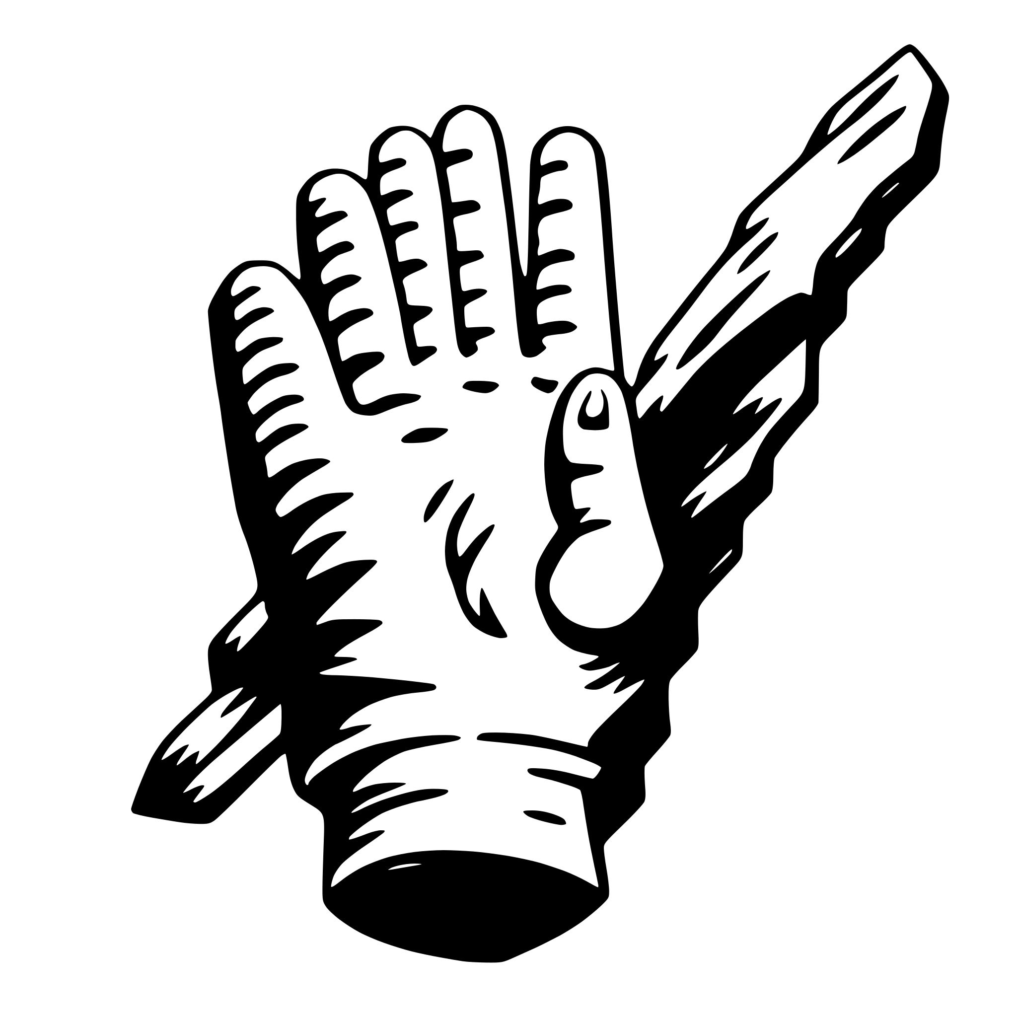 The SVG depicts a stylized black and white illustration of a hand holding a stick or rod. The hand is shown with the palm facing upwards, and the fingers are curled around the object. The stick appears to be made of a cylindrical shape with a pointed end. The illustration is simple and lacks detail, giving it a minimalist appearance. 