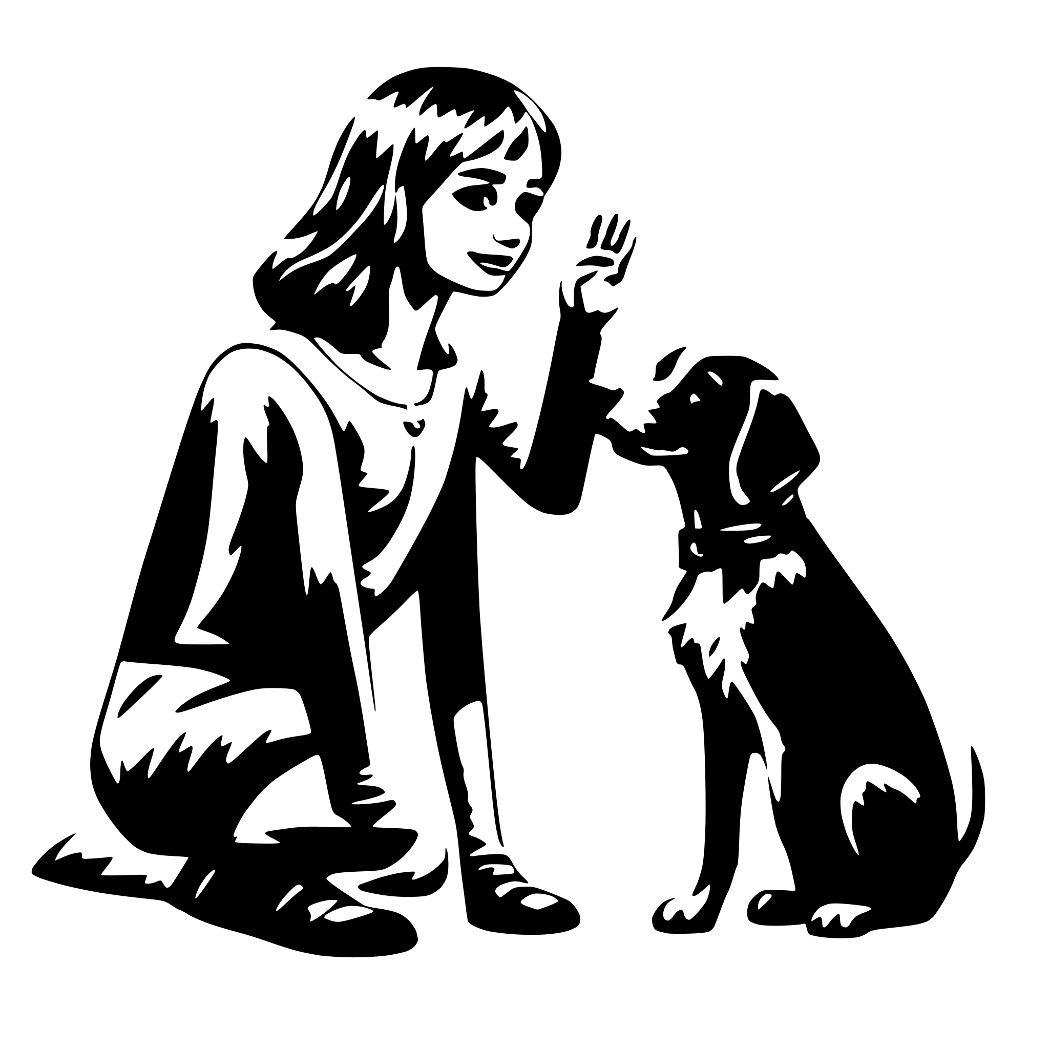 AI-generated SVG of 'girl width a dog'