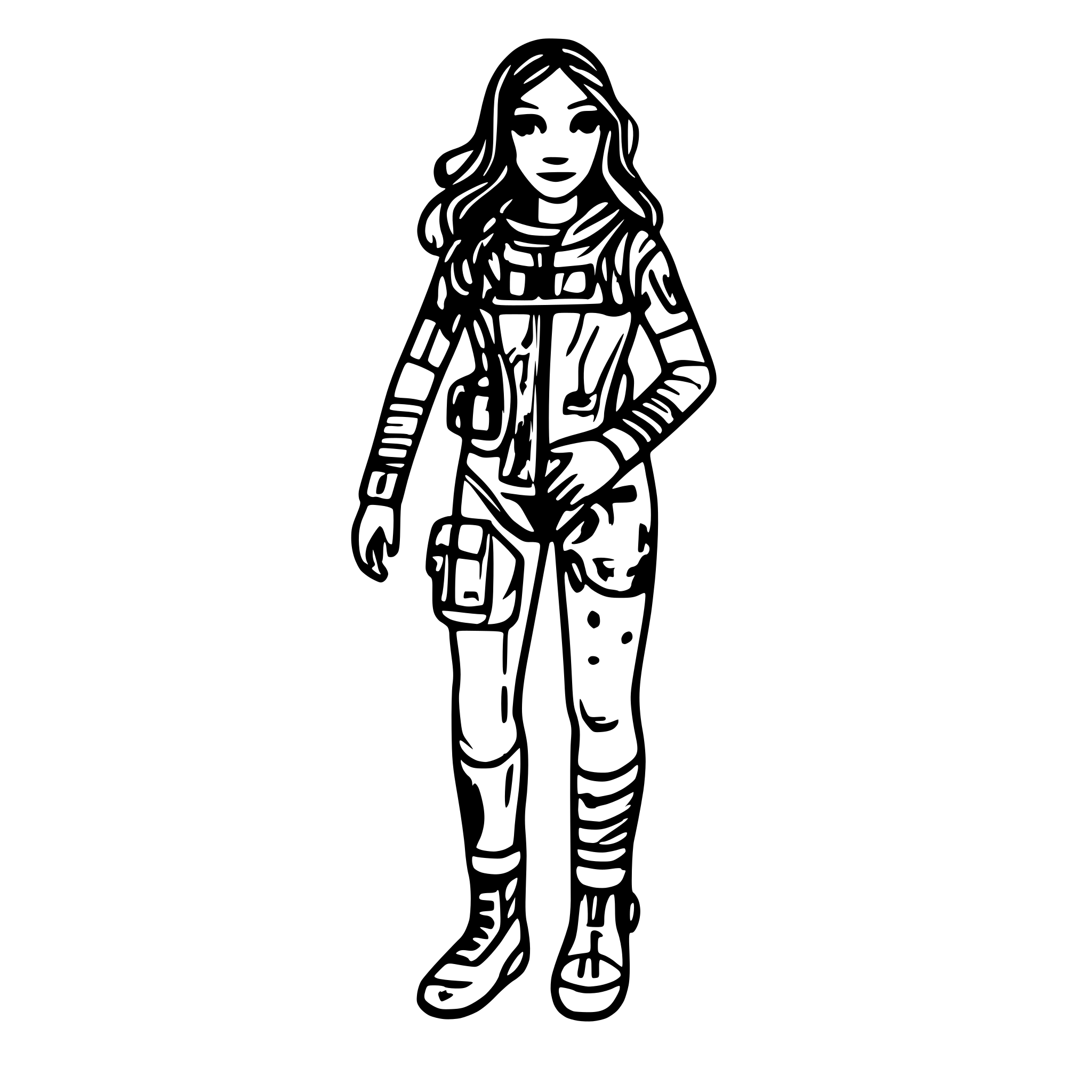 AI-generated SVG of a Female Scubadiver with Fishes and bubbles around her