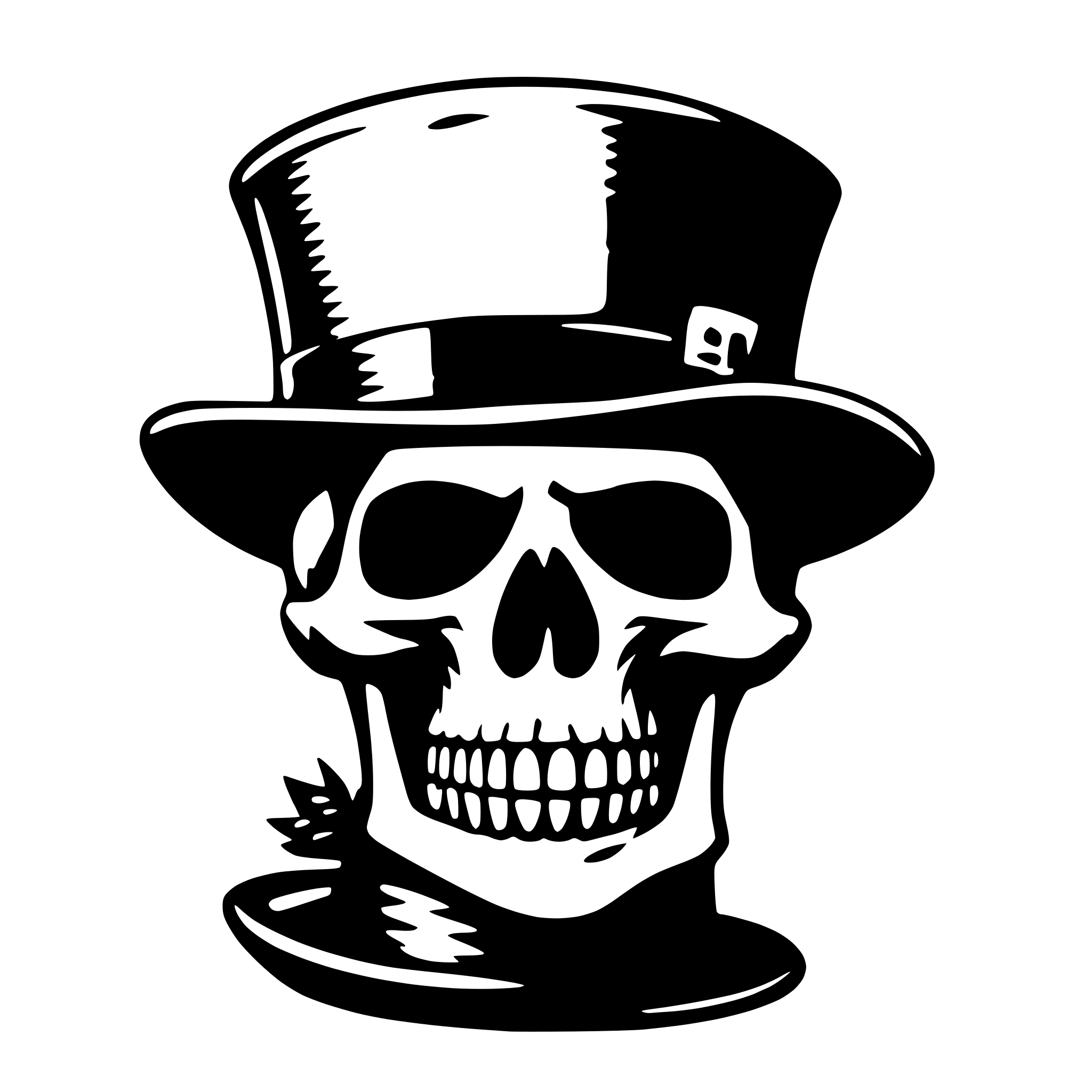 AI-generated SVG of 'a skull with hat cylinder'