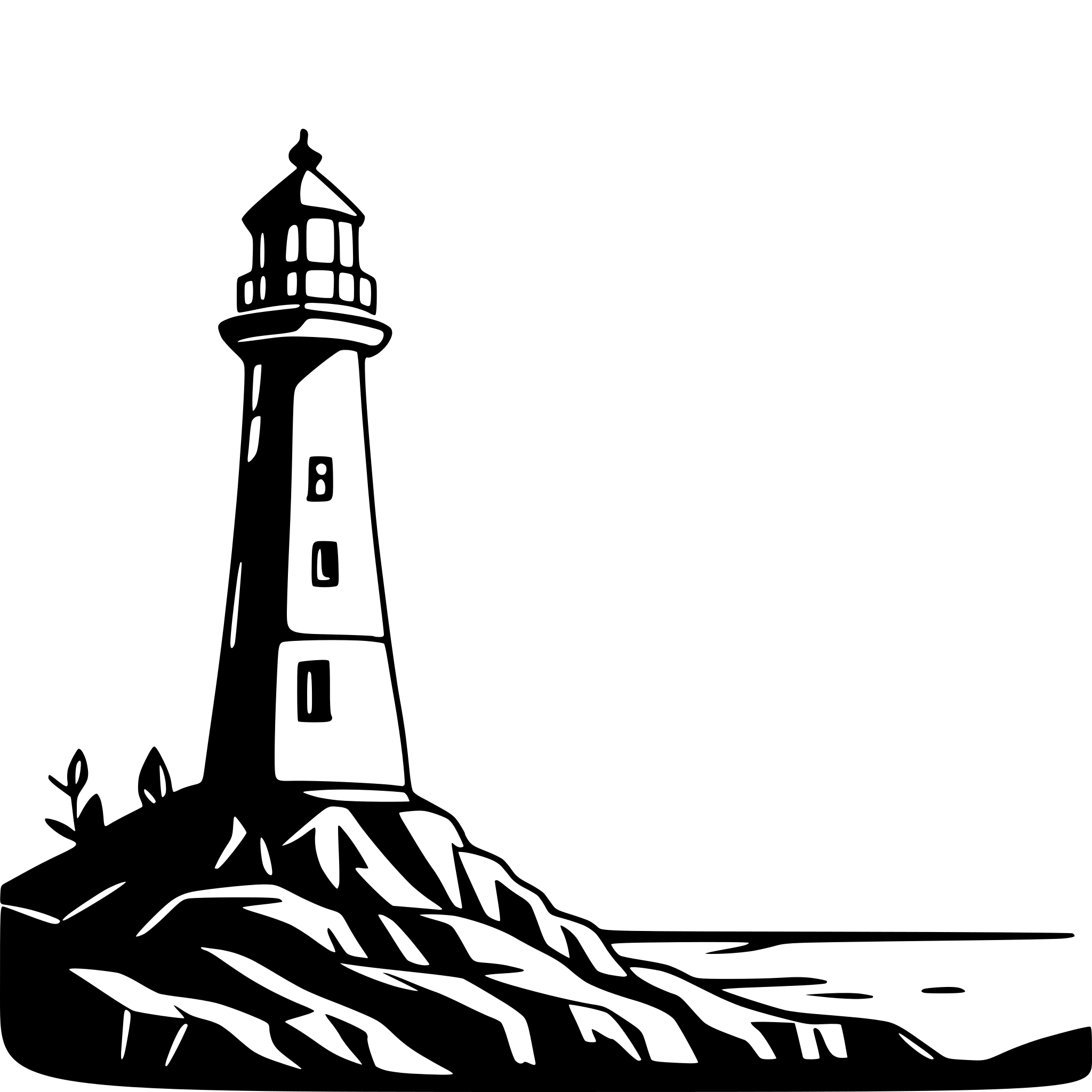 AI-generated SVG of a lighthouse sitting on a rocky shoreline