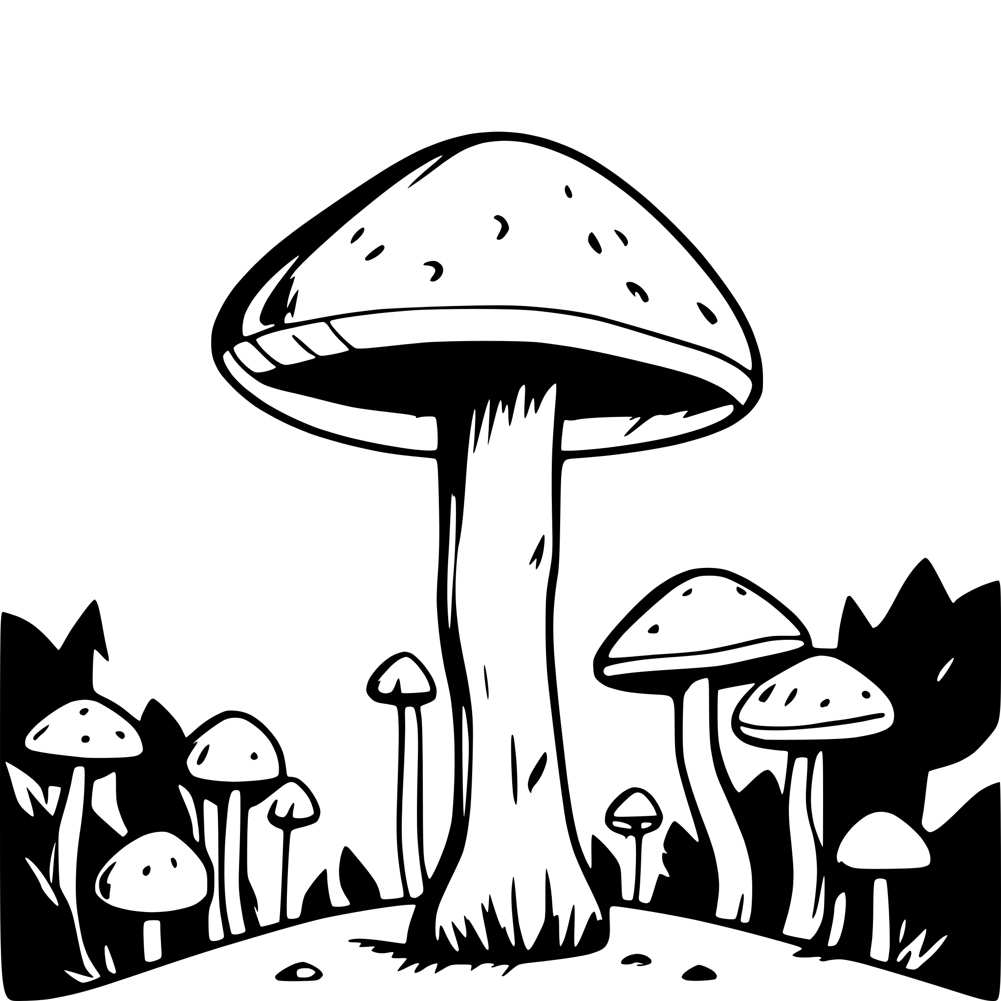 AI-generated SVG of a mushrooms formed as a parabol antenna