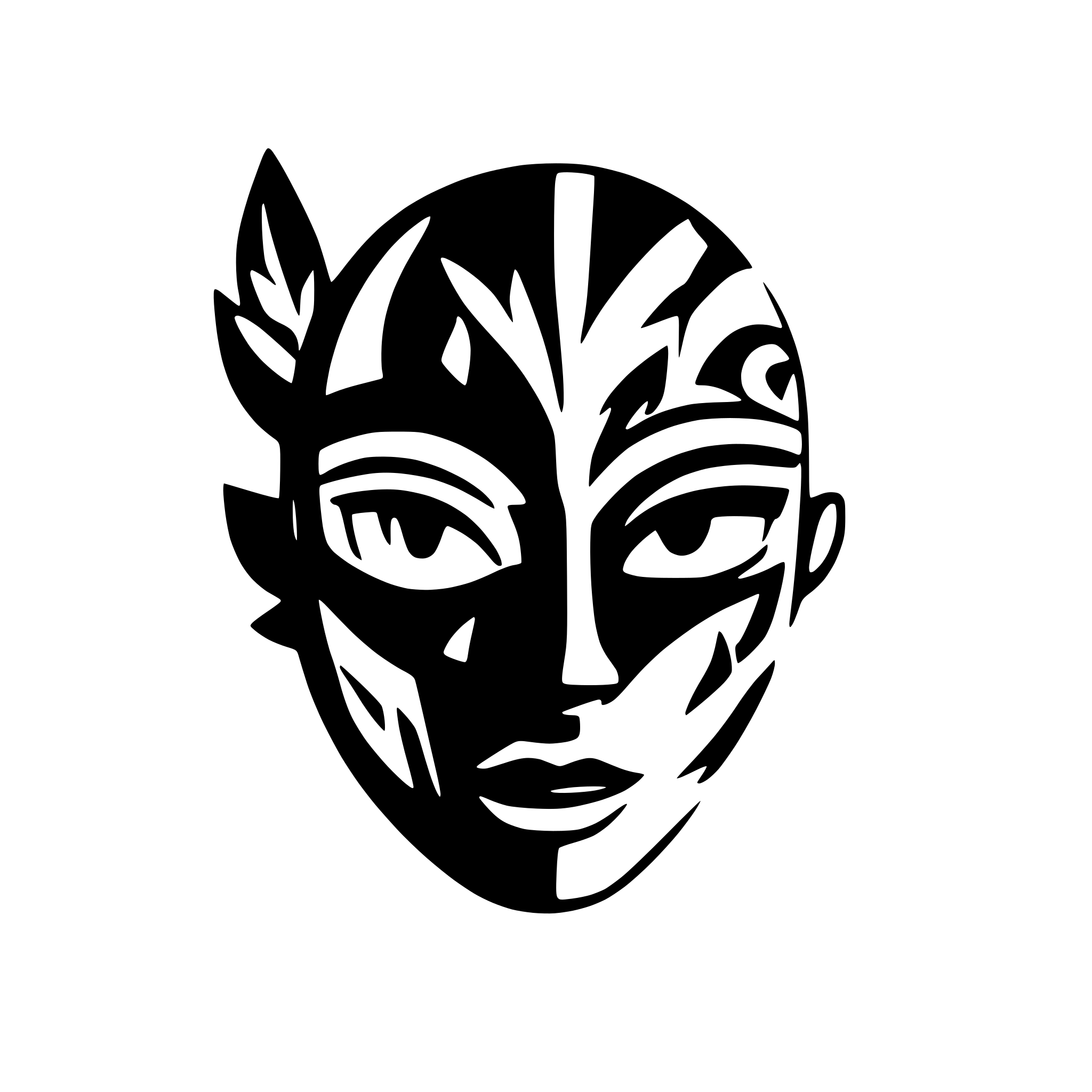 AI-generated SVG of 'cartoony tribal mask'
