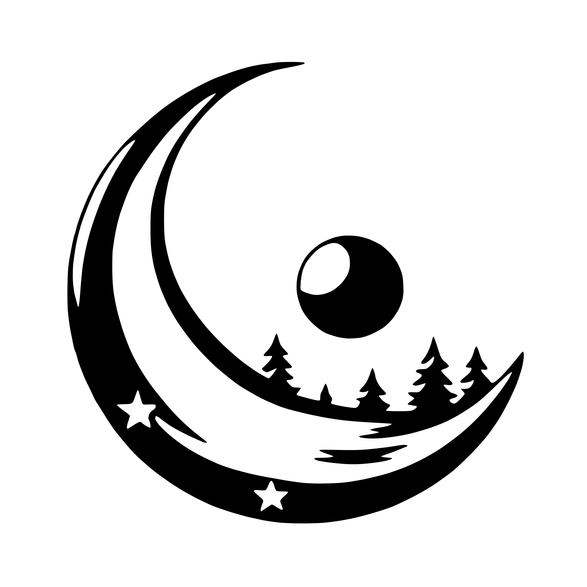AI-generated SVG of 'moon and stars'