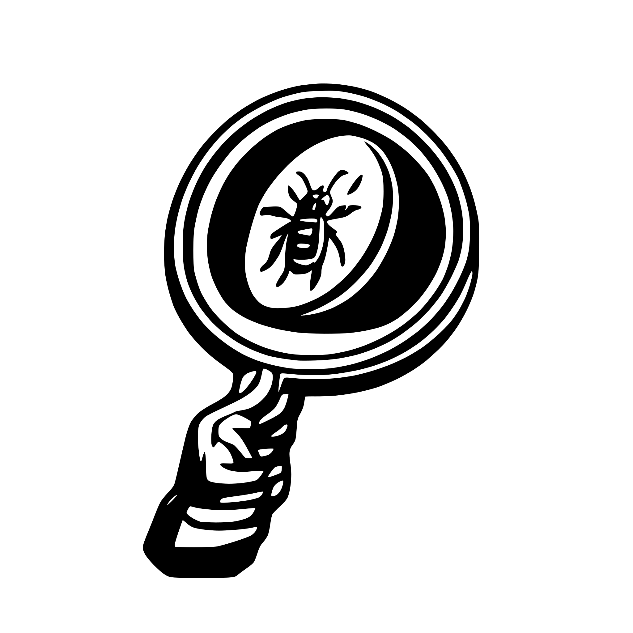 AI-generated SVG of a hand holding a magnifying glass through which you can see a bug
