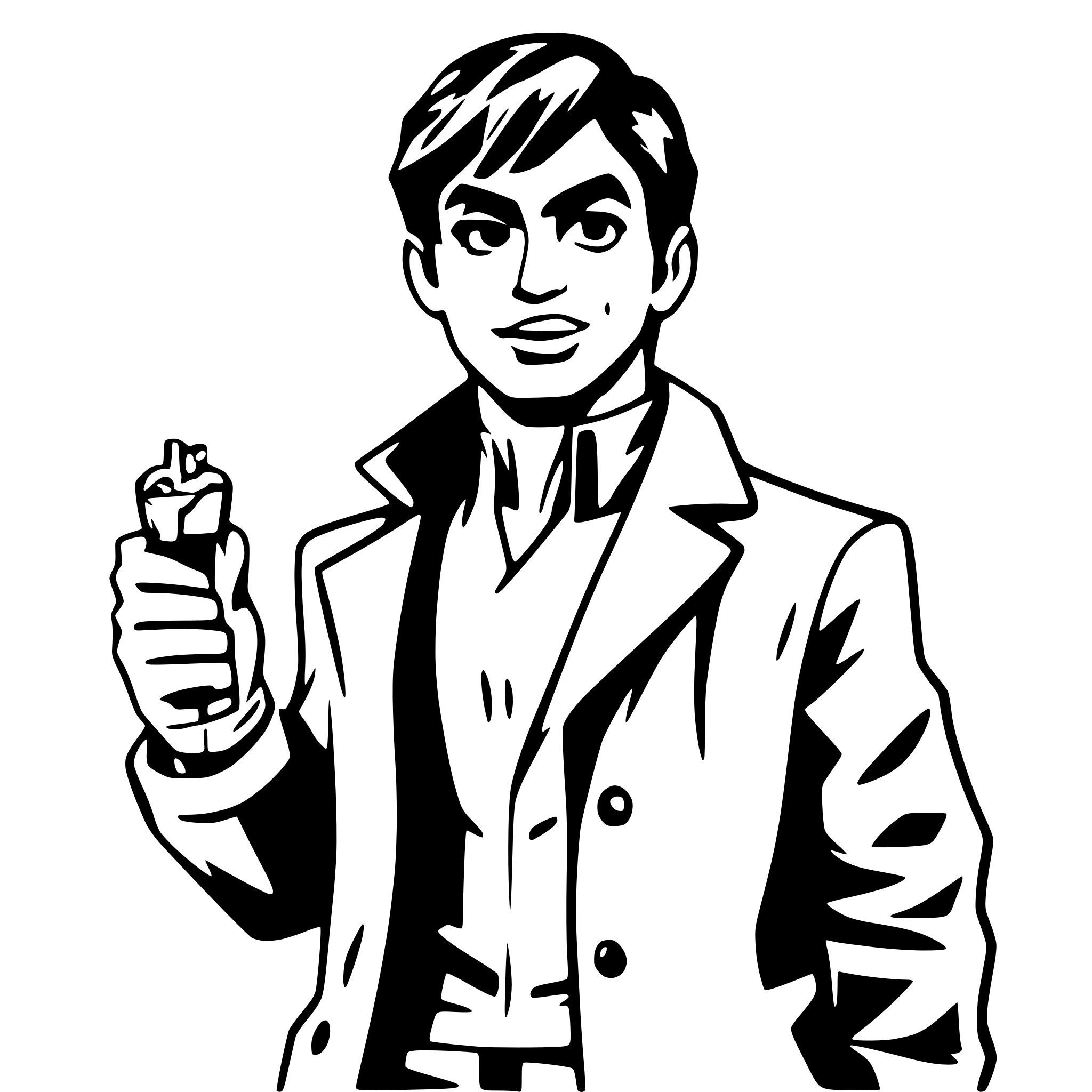 AI-generated SVG of a Tony montana in comics style