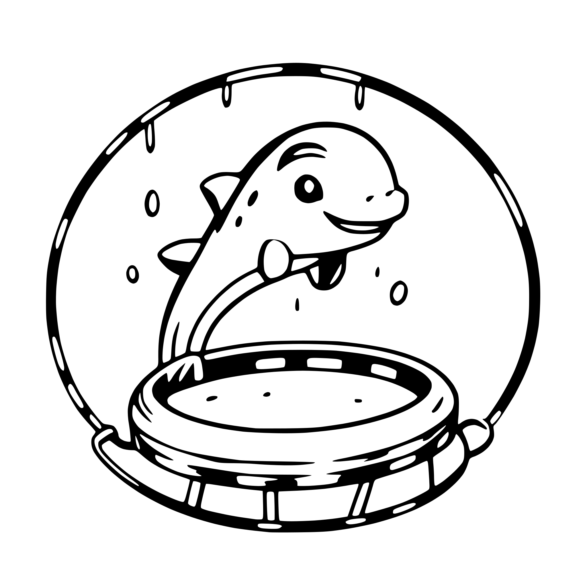 AI-generated SVG of a a dolphin jumping through a hoop