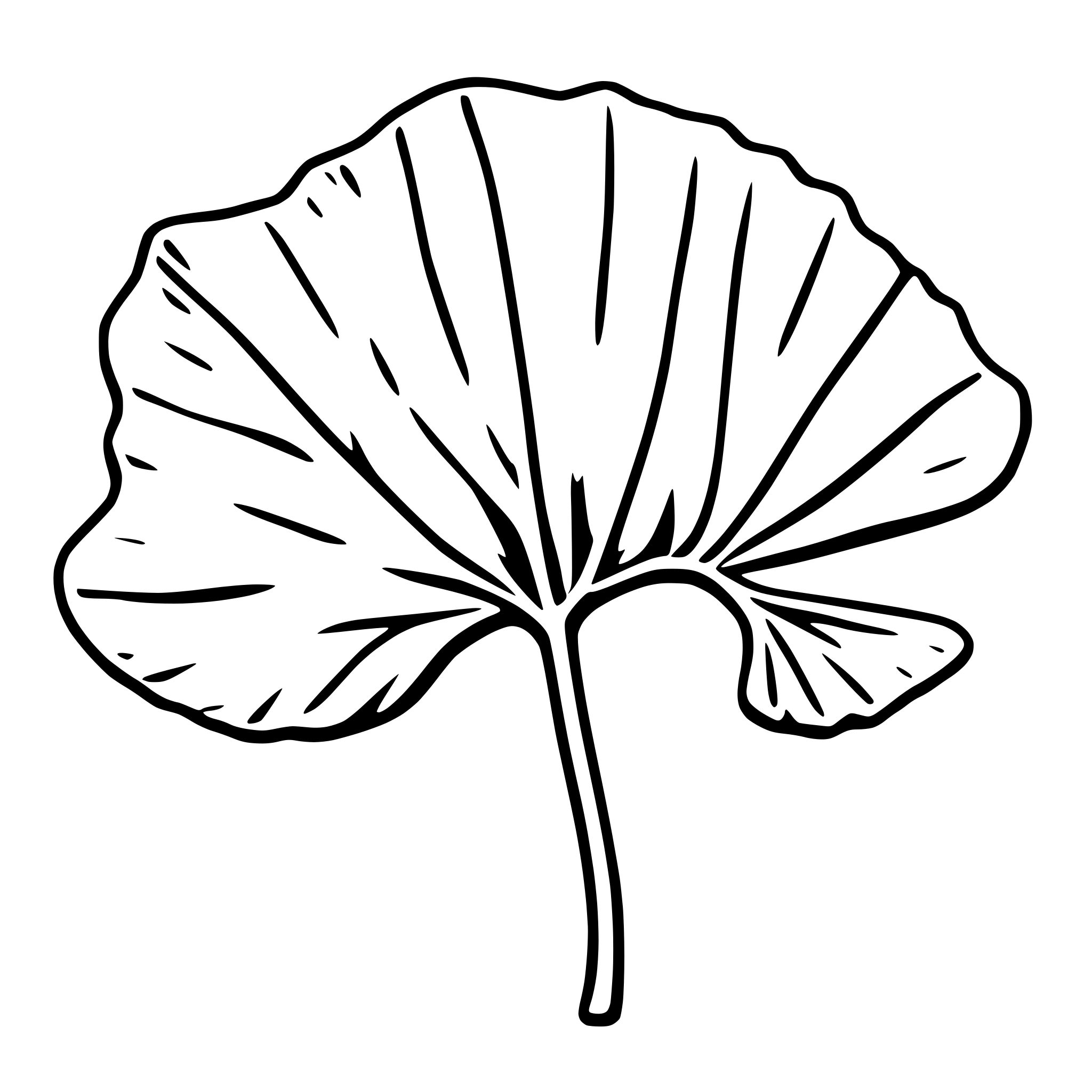 AI-generated SVG of 'line drawing of ginko leaf'