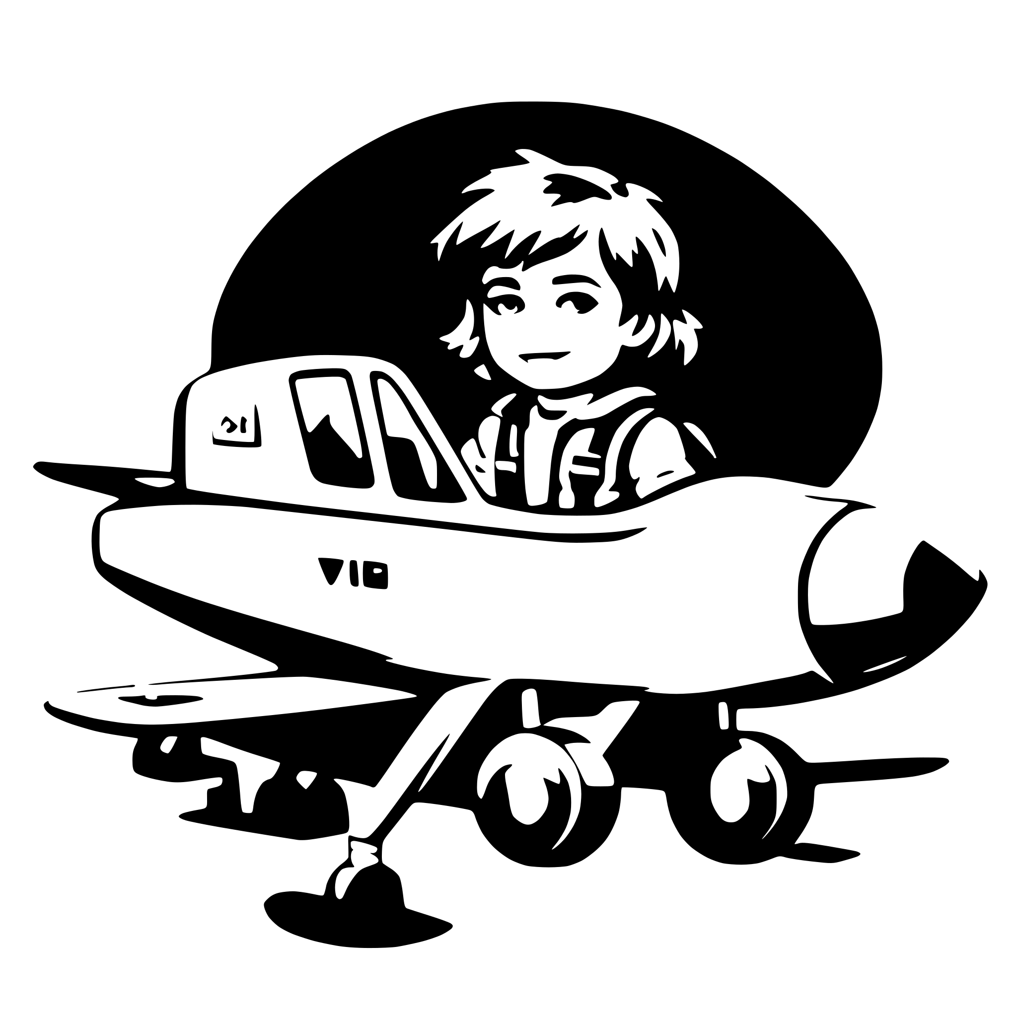 AI-generated SVG of a plane with a little cute boy in the cockpit