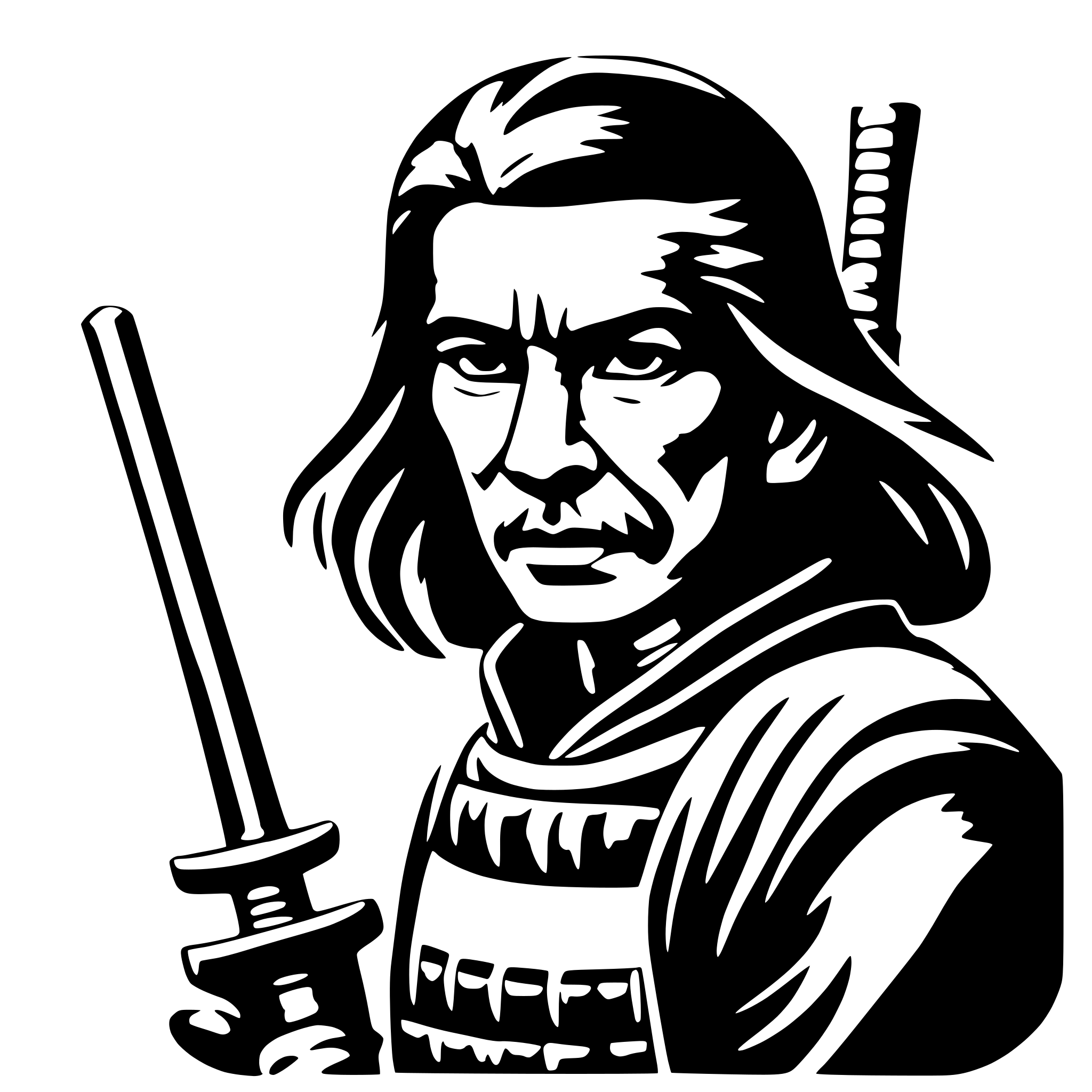AI-generated SVG of a old samurai