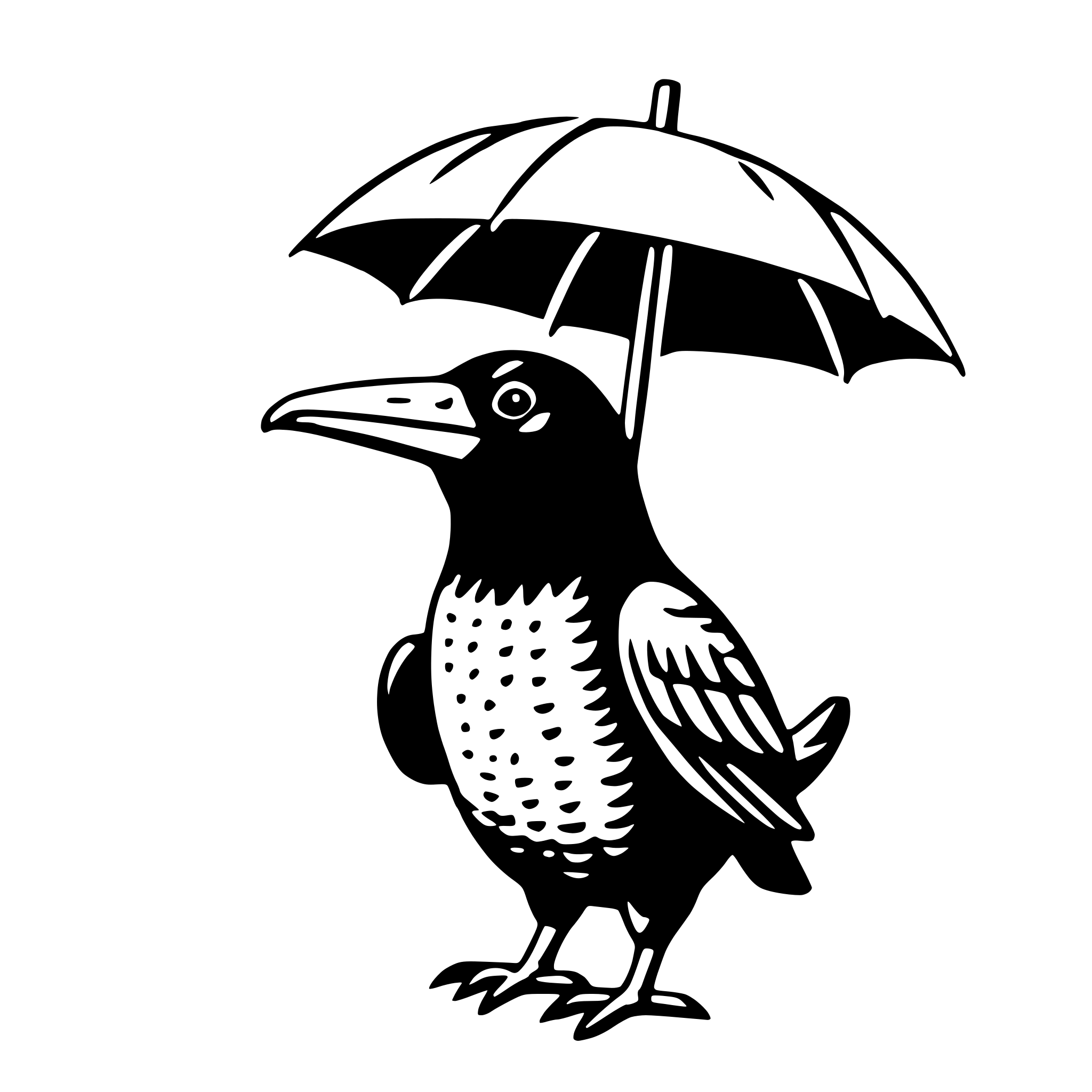 AI-generated SVG of 'umbrella bird with ukulele'