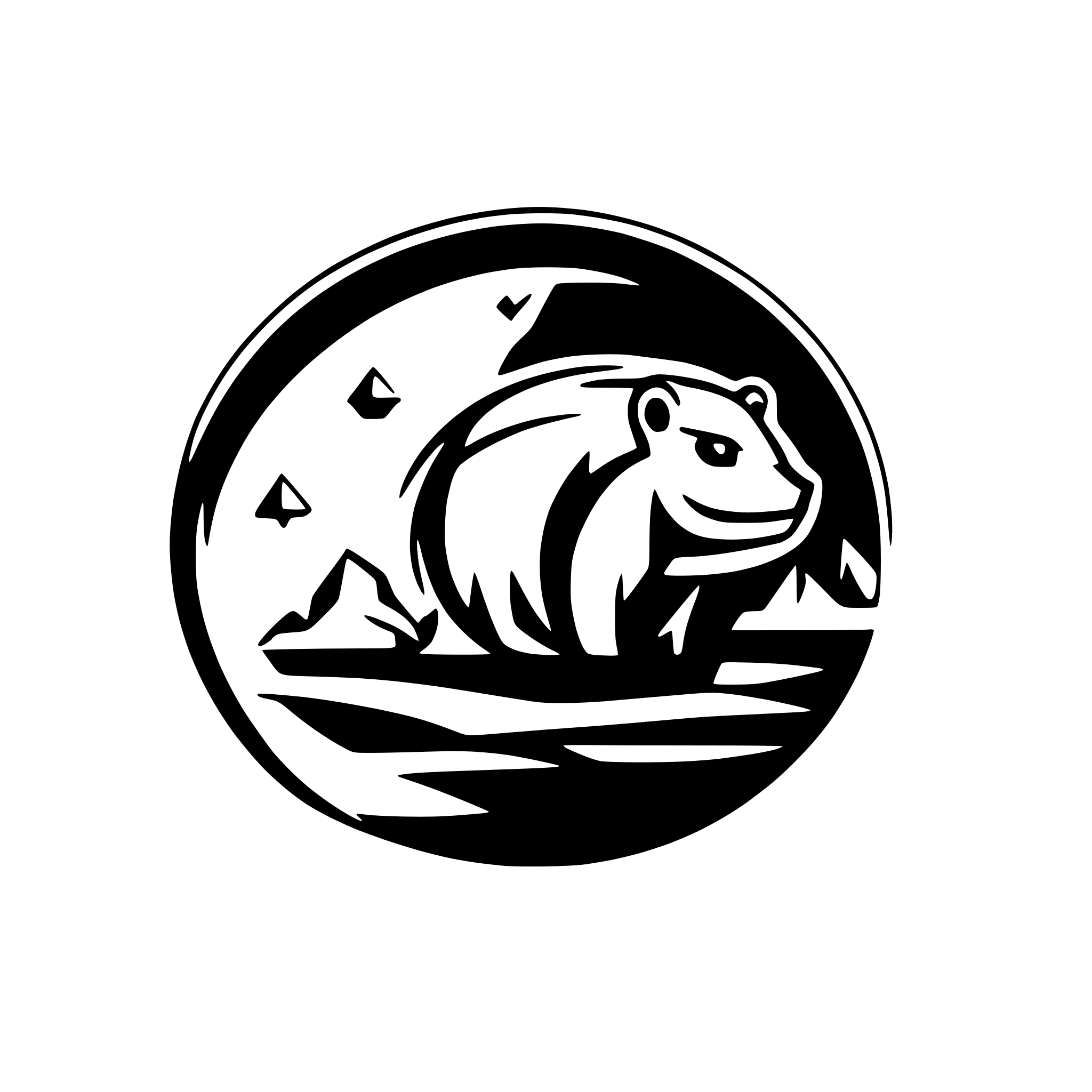AI-generated SVG of a A minimalist vector logo of a beaver in side view, designed using only a few simple geometric shapes. The design should be monochrome, without shading or colors. The beaver’s body should be formed using basic circles, ovals, and triangles, keeping the silhouette clean and instantly recognizable. The tail should be a flat oval or rectangle, and the head should be distinct yet minimal, with small geometric ears and a simple nose. The overall style should be modern, abstract, and well-balanced for 