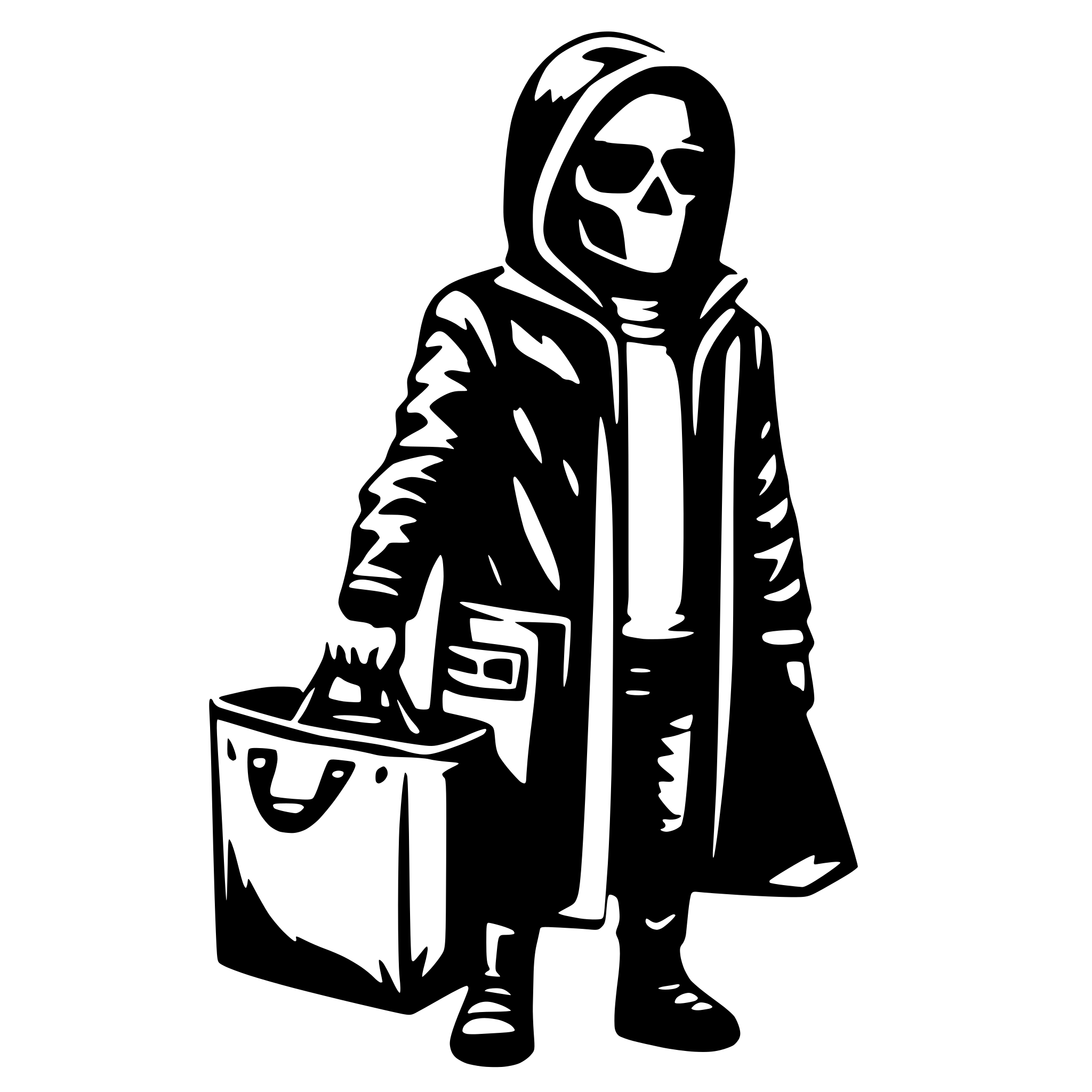 AI-generated SVG of 'A HACKER THAT HOLD A BAG'