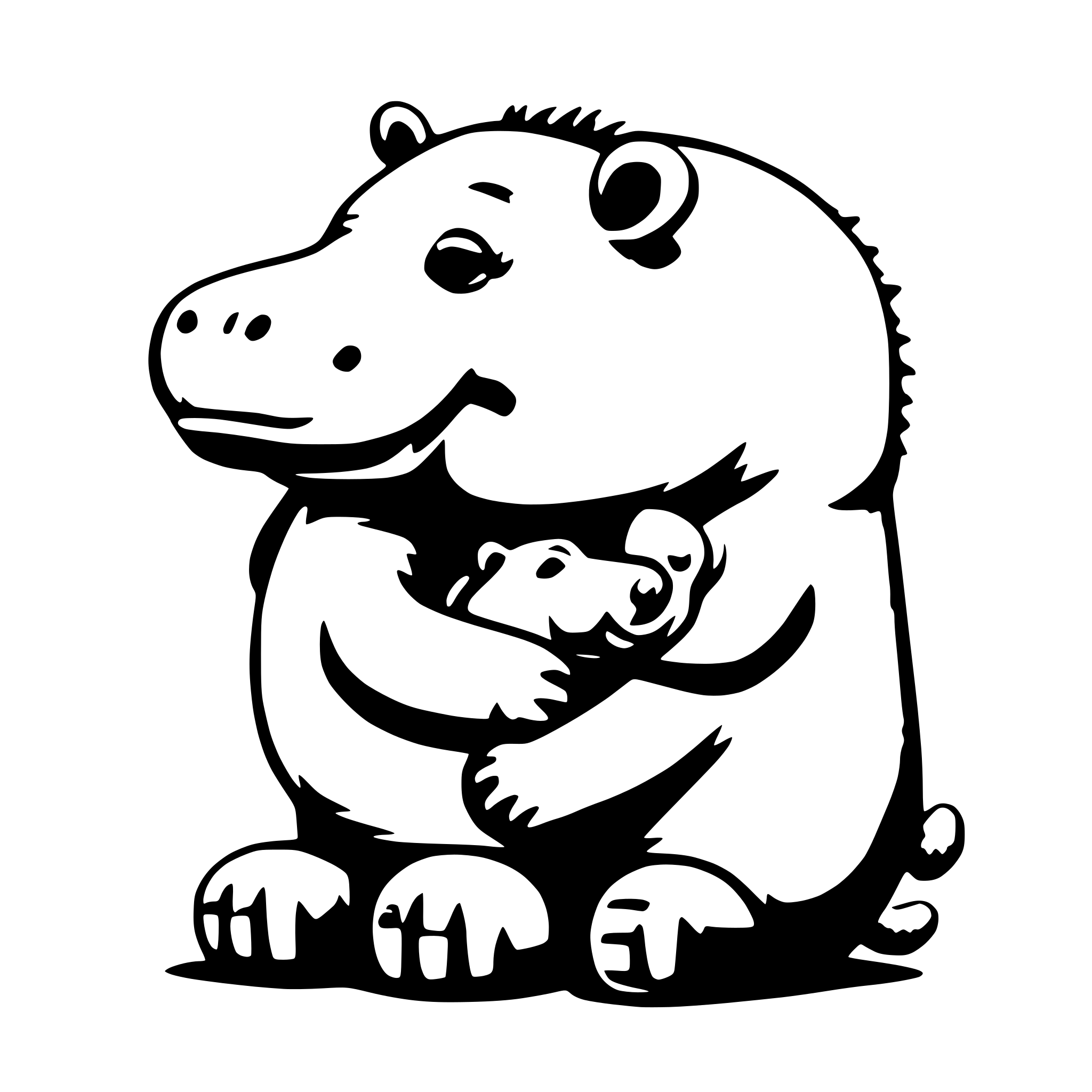 AI-generated SVG of a a fluffy hippo hugging a teddy bear