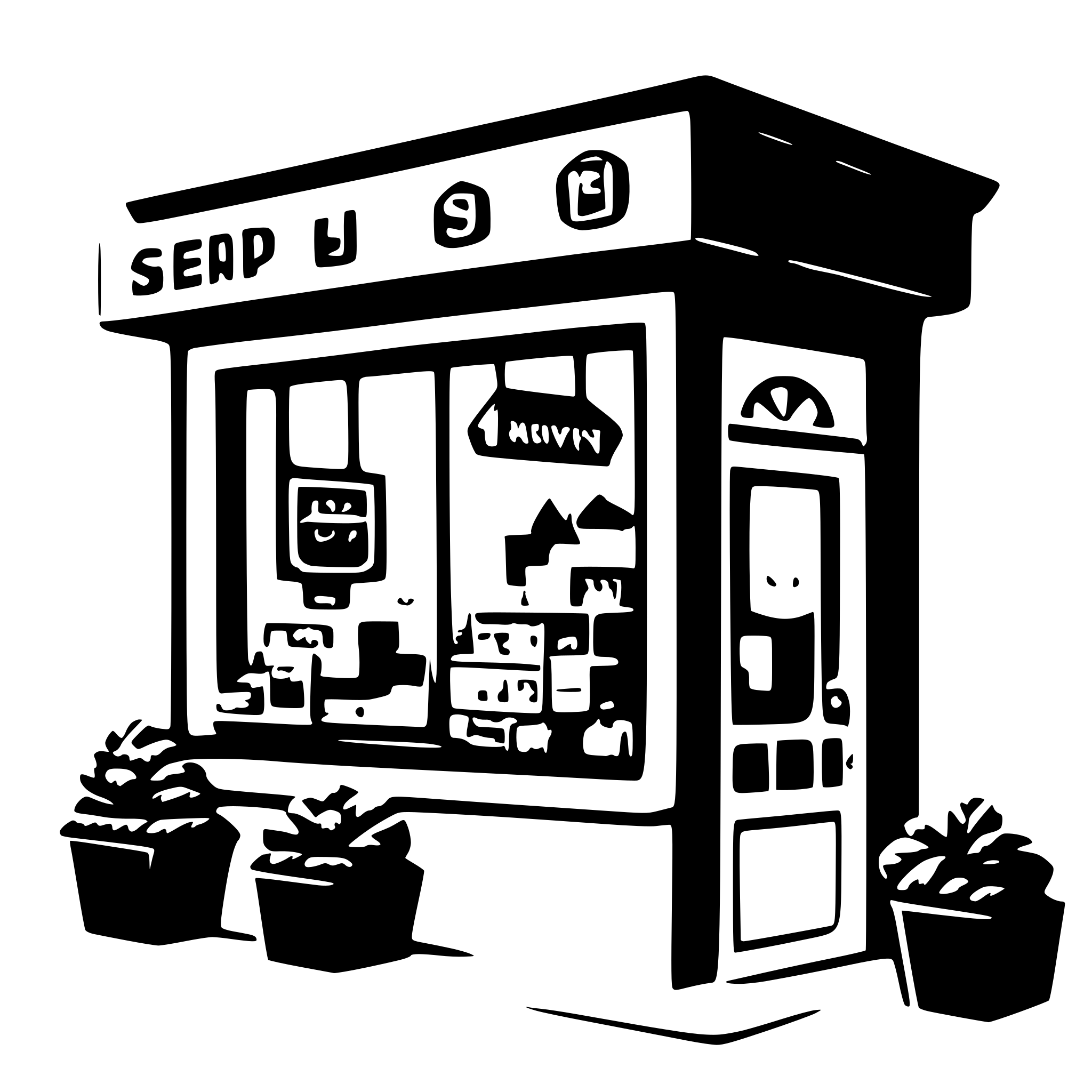 AI-generated SVG of 'shops openinng'