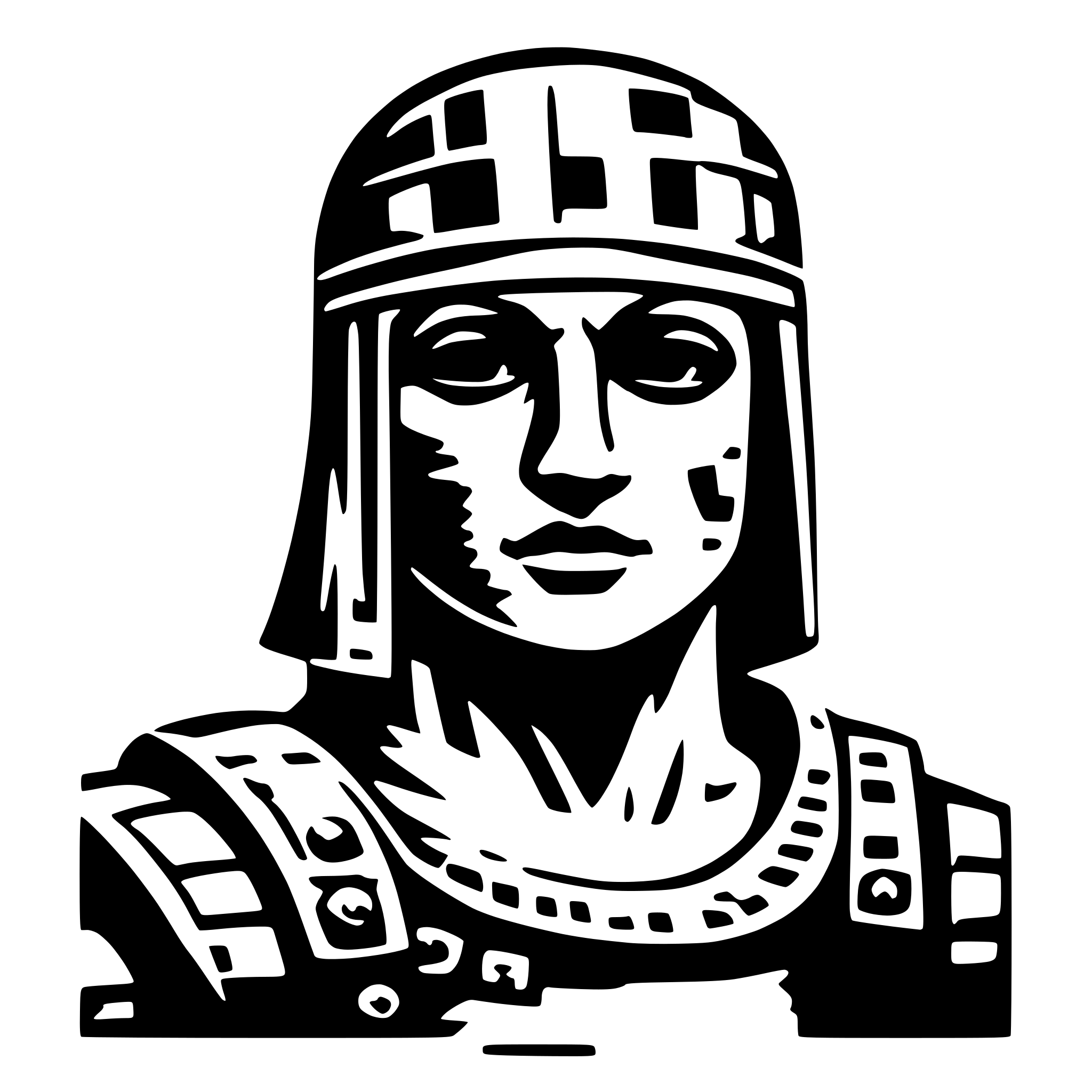 AI-generated SVG of 'person wearing a gladiator mask. Pixelated with very low res'