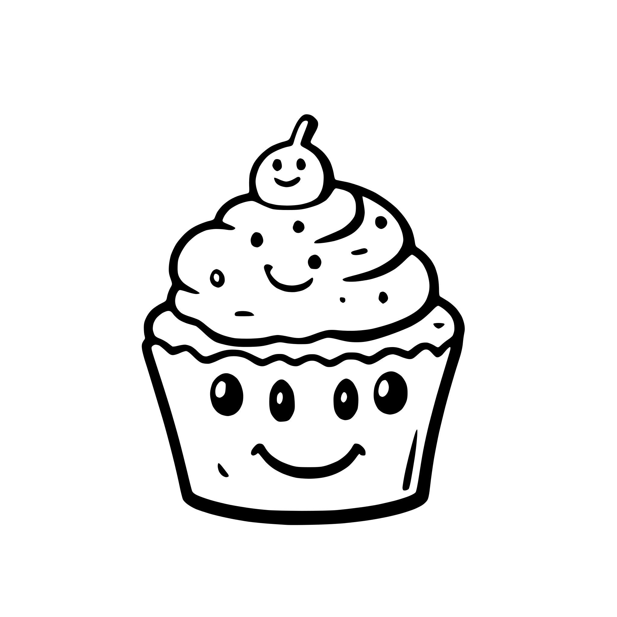 AI-generated SVG of a a cupcake with sprinkles and a smiley face