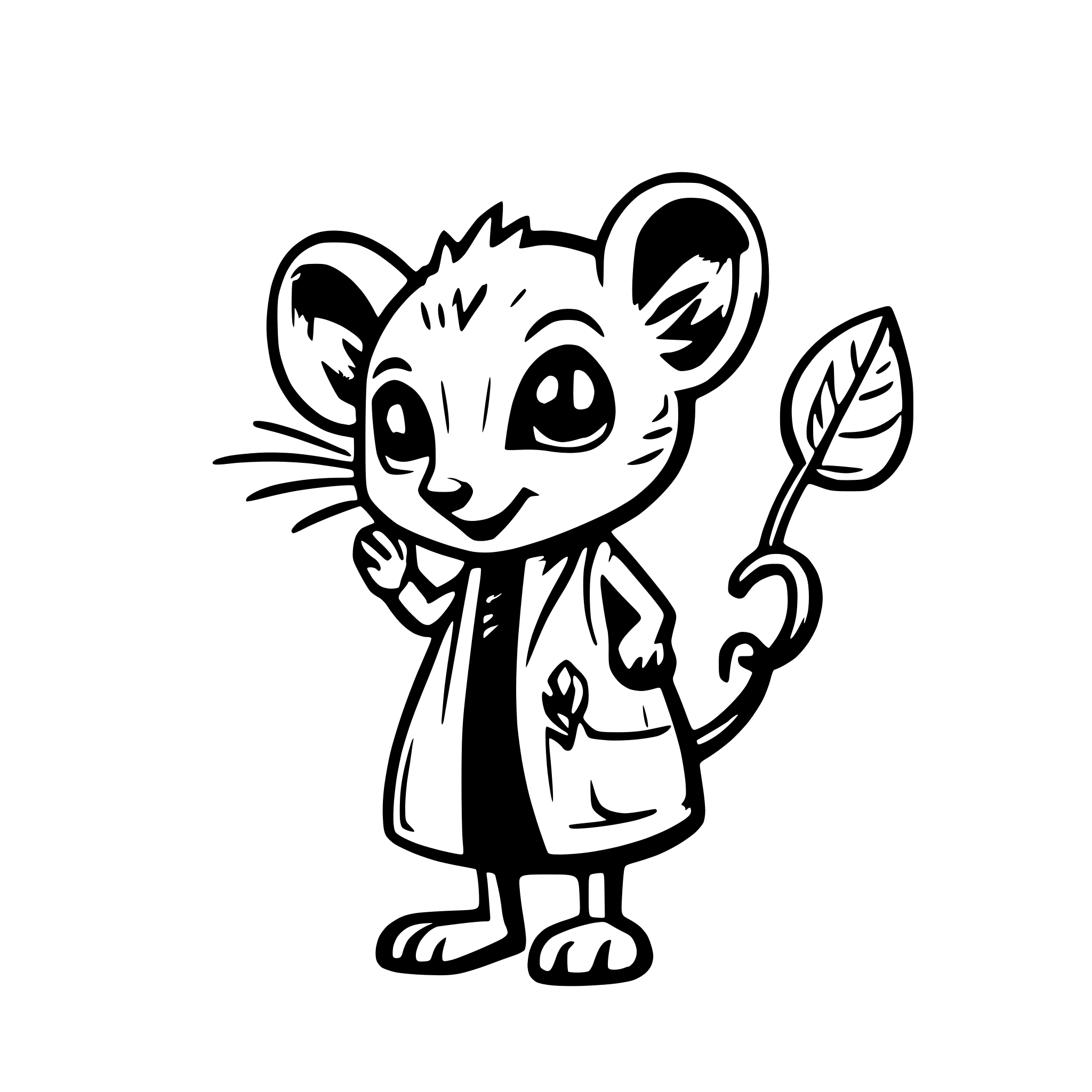 AI-generated SVG of 'A cute, little rat, standing on its two feet, holding a pea with both of his hands. looking at the viewer with an innocent gaze.'