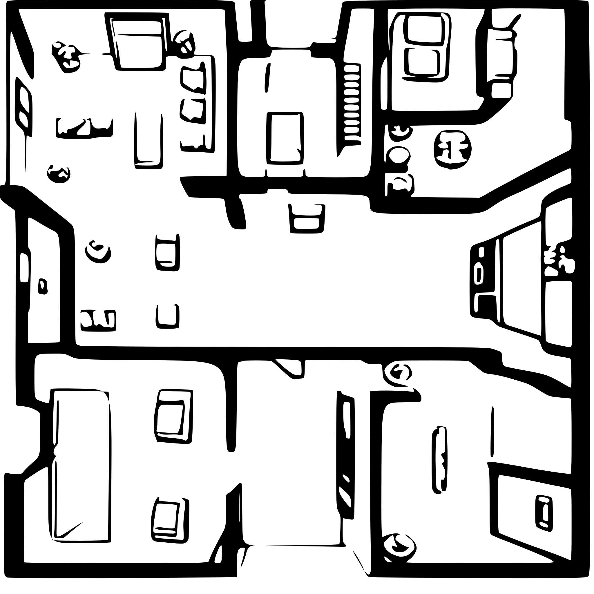 AI-generated SVG of a lineart top down house floor plan
