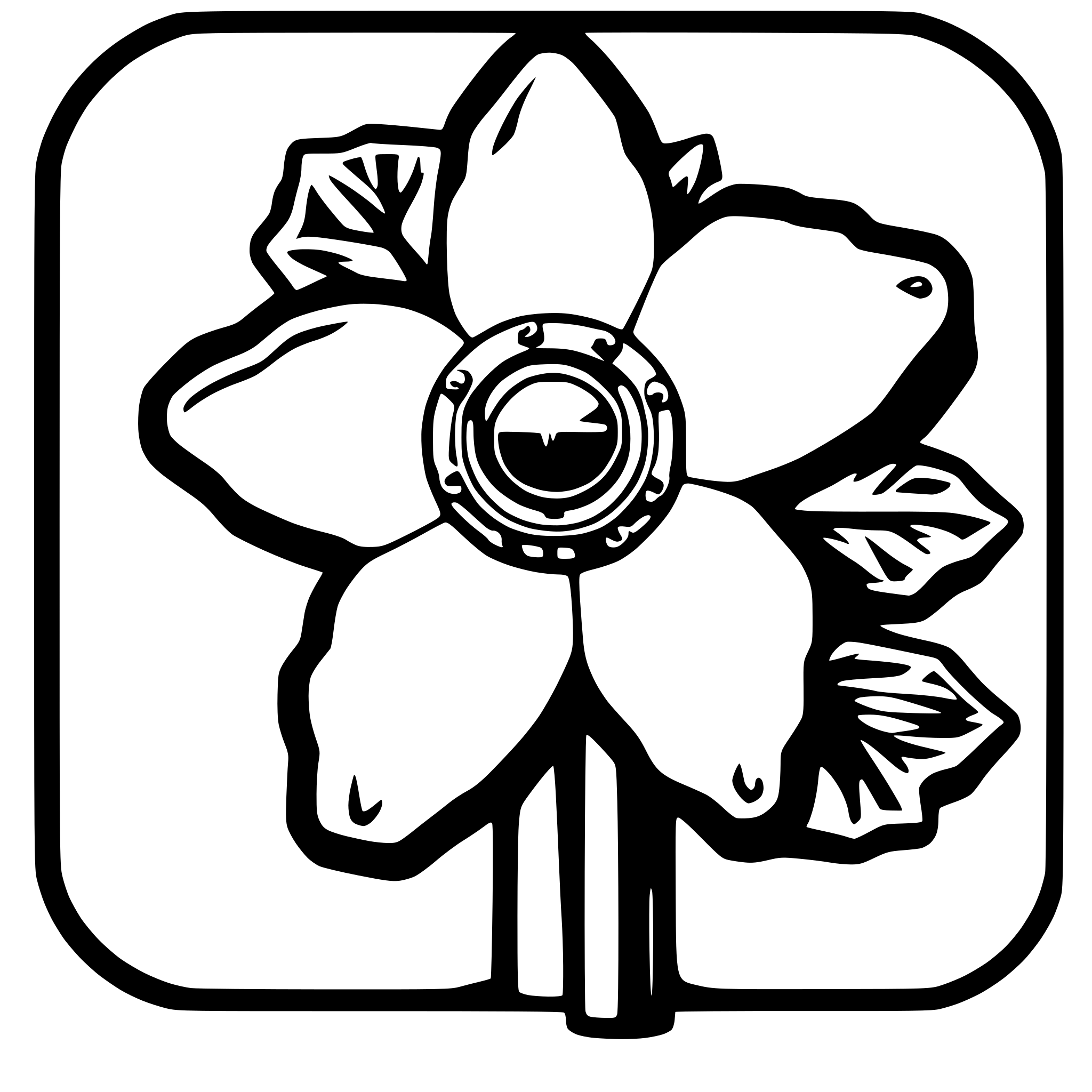 AI-generated SVG of a a printed circuit board that shaped like a daffodil flower. a power button on the center of the flower.