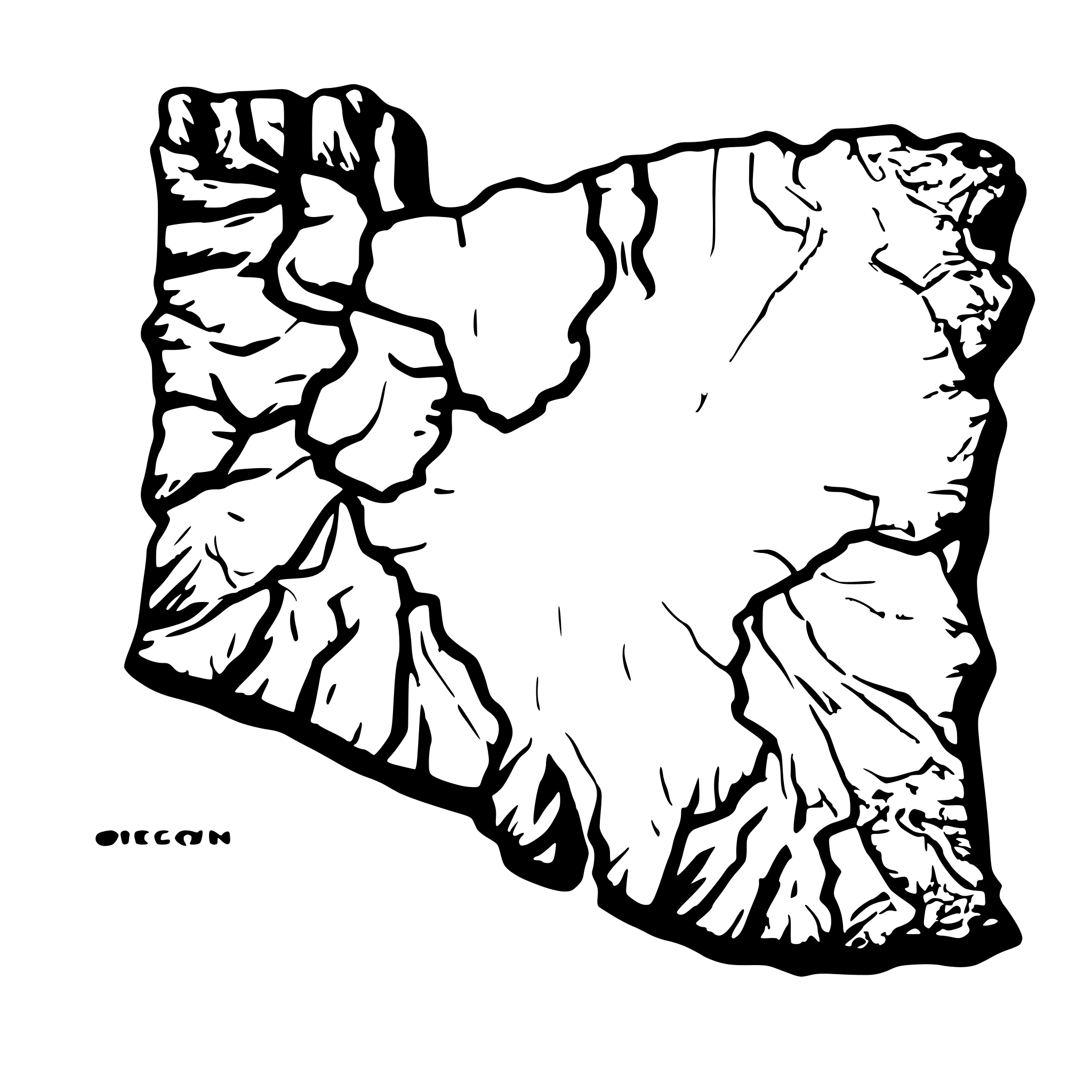 AI-generated SVG of a wireframe map of oregon, portland USA