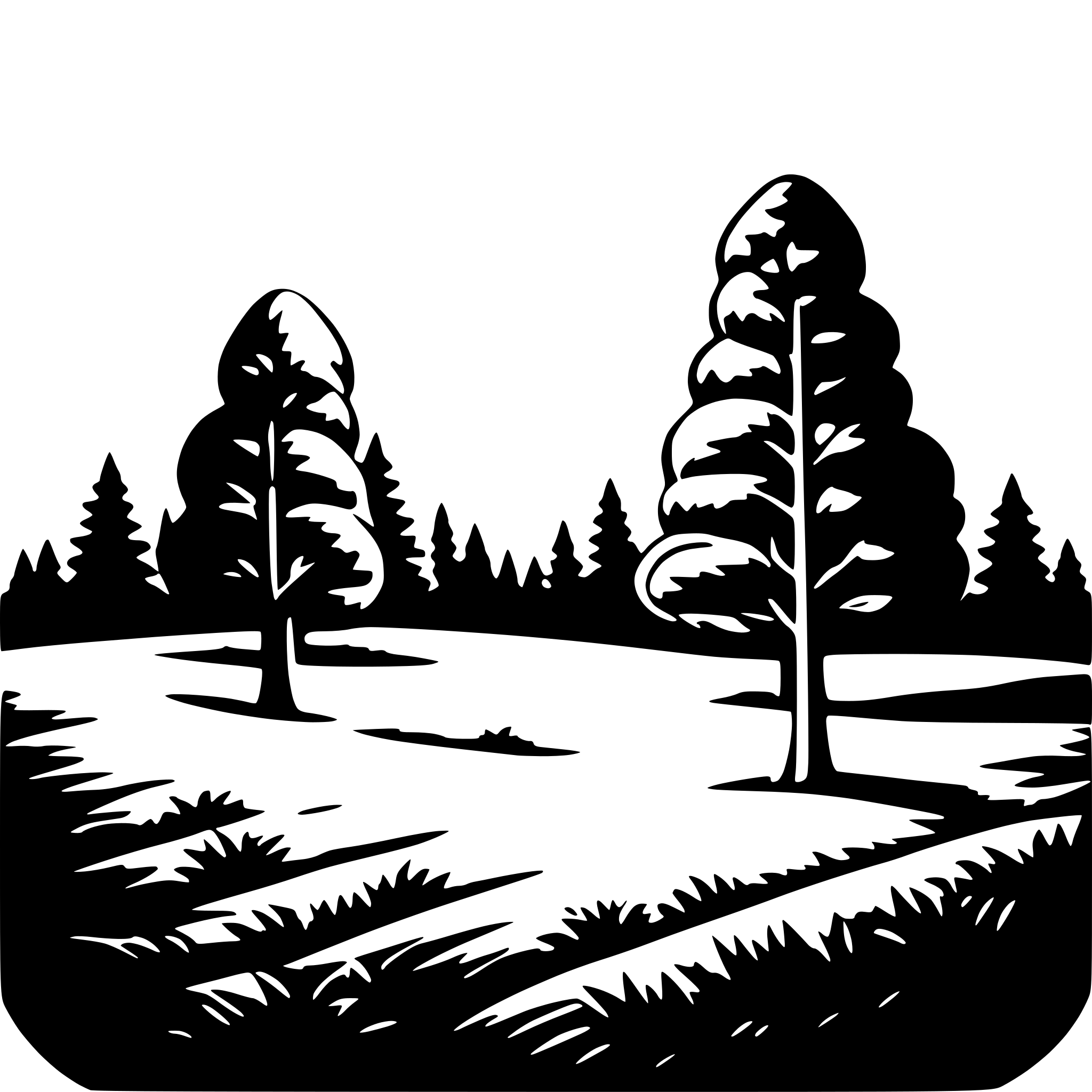 AI-generated SVG of a big sun above forest