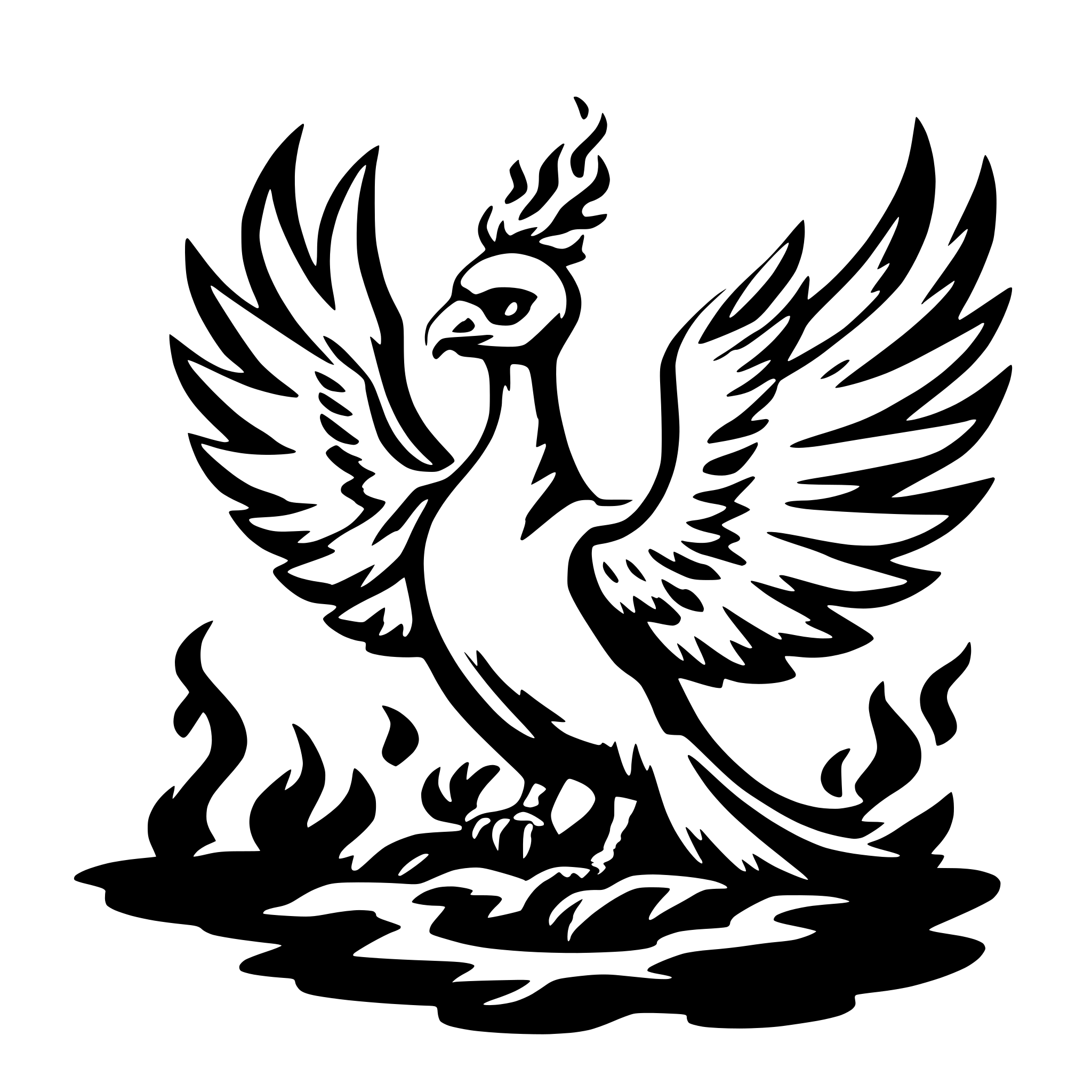 AI-generated SVG of 'A phoenix sitting in flames.'