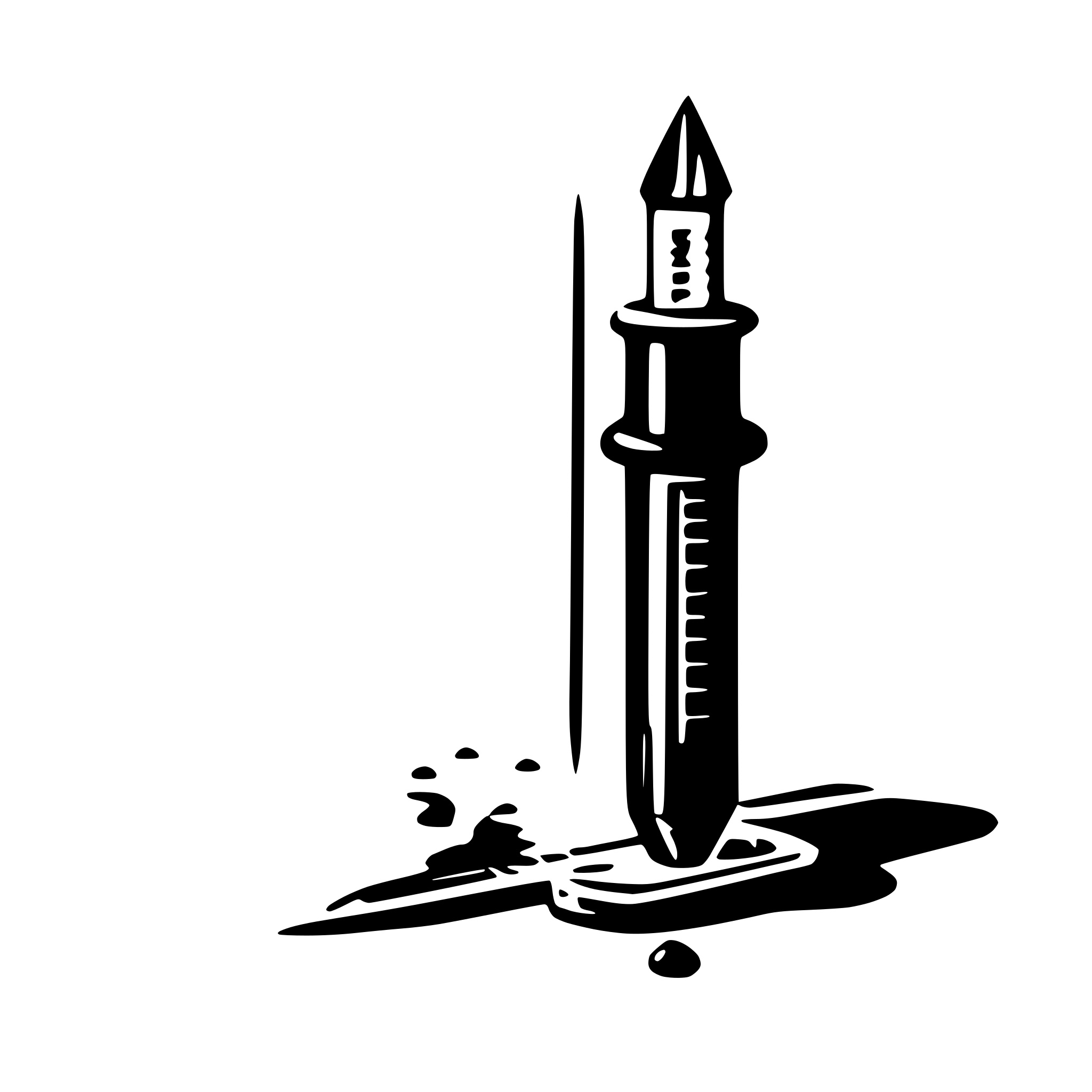 AI-generated SVG of a a needle and blood sample inside a {}