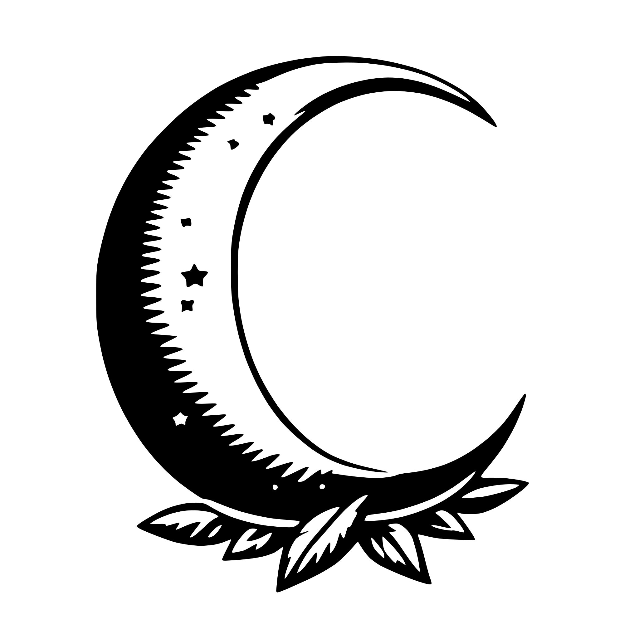 AI-generated SVG of 'crescent moon and stars'