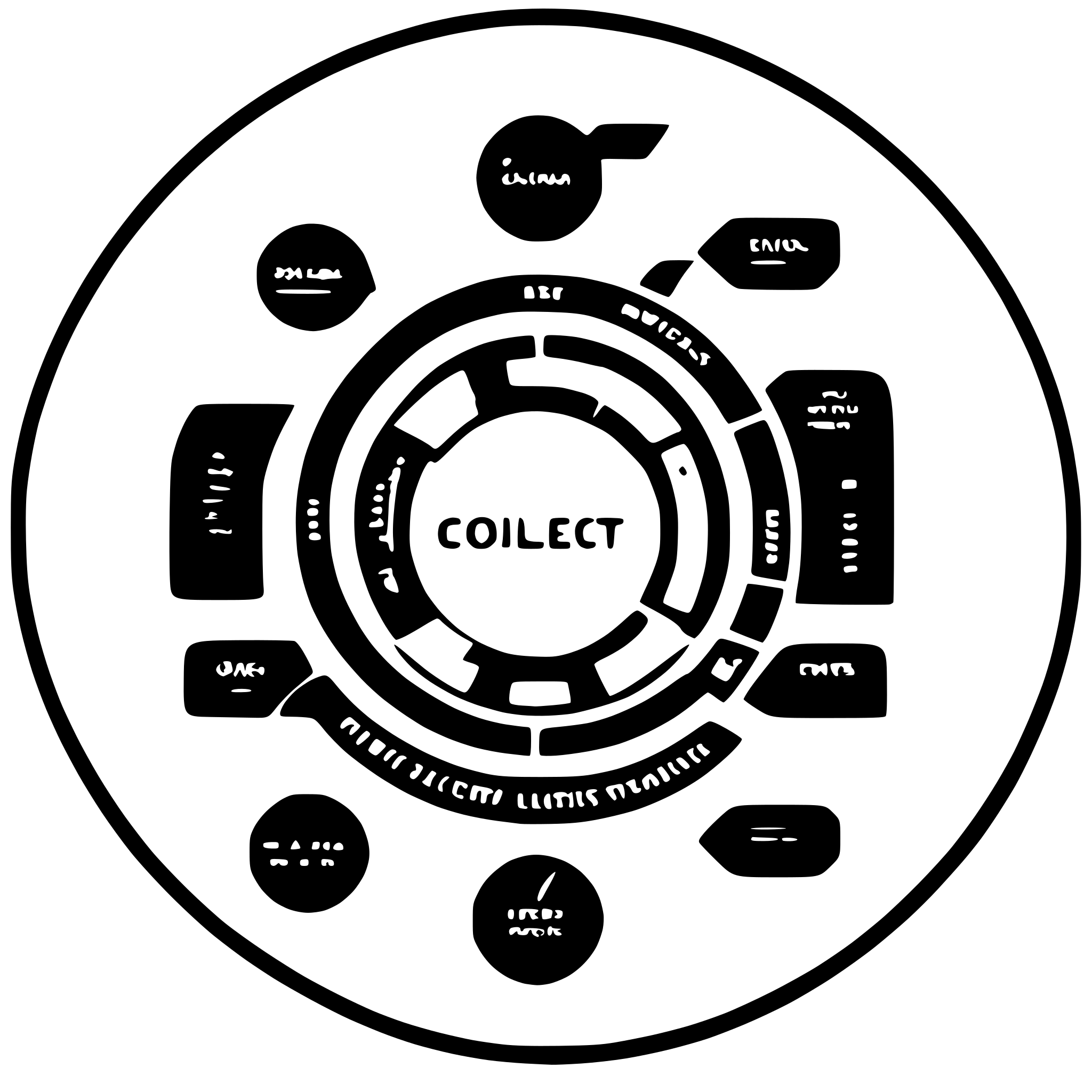 AI-generated SVG of a A circular data lifecycle diagram with segments labeled: Collect Process Share Use Store