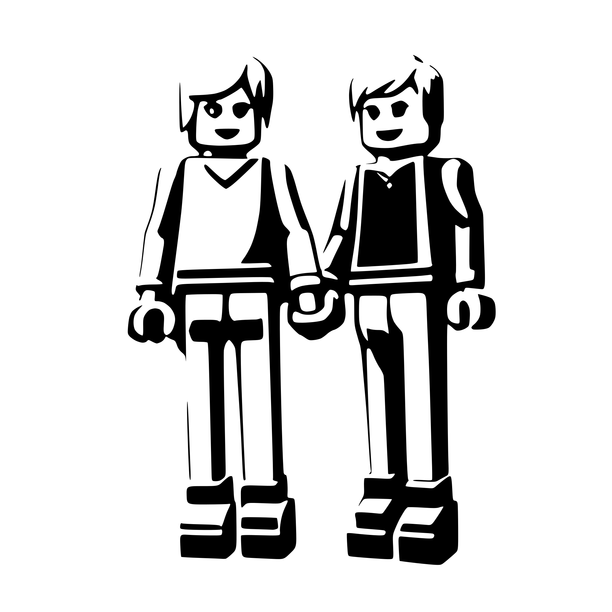 AI-generated SVG of a two lego bricks walking hand in hand