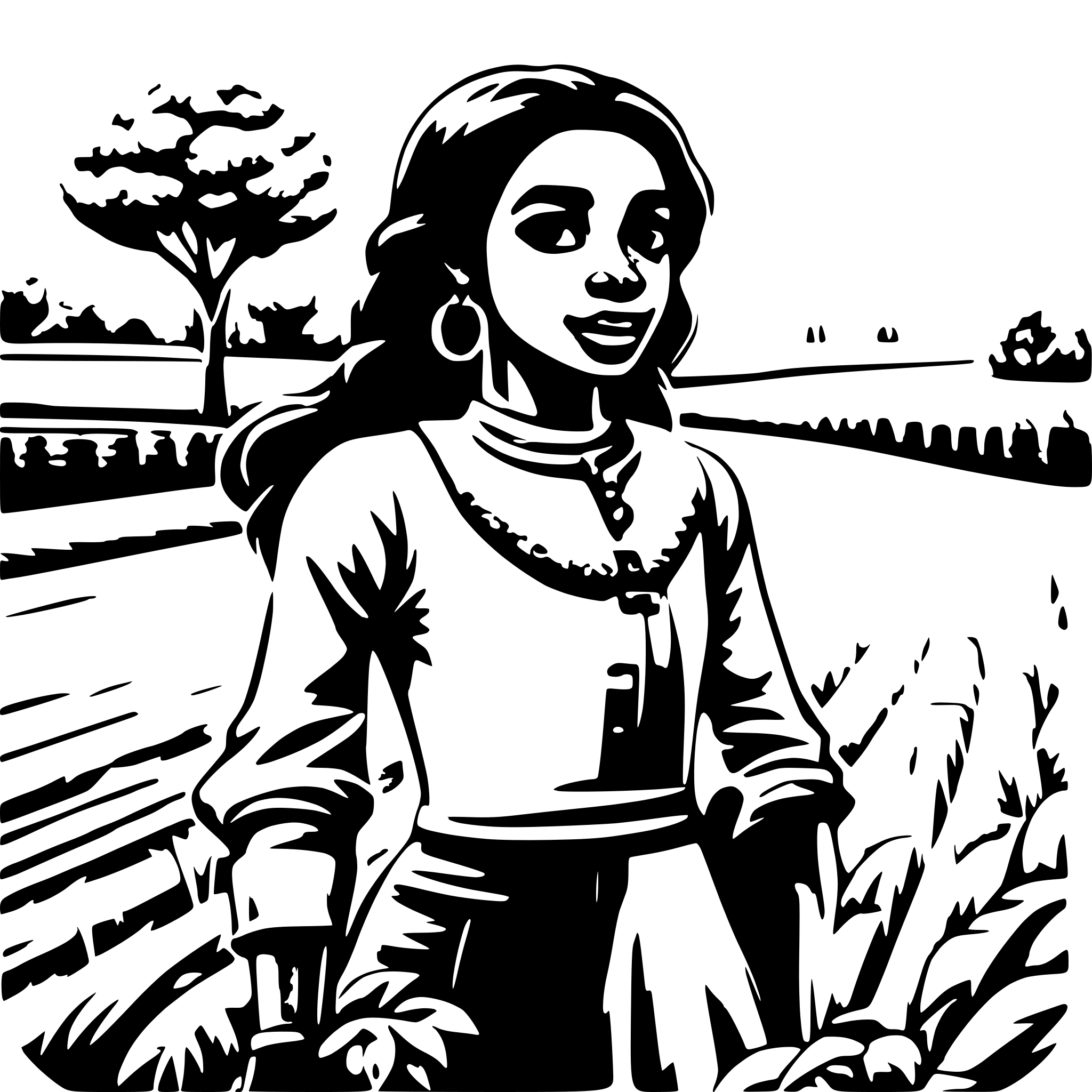 AI-generated SVG of a farming and black girl. Crops-land