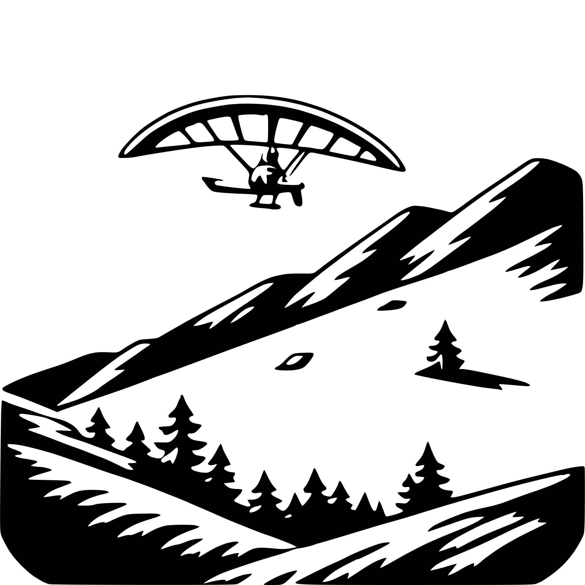 AI-generated SVG of 'hang gliding above hills'
