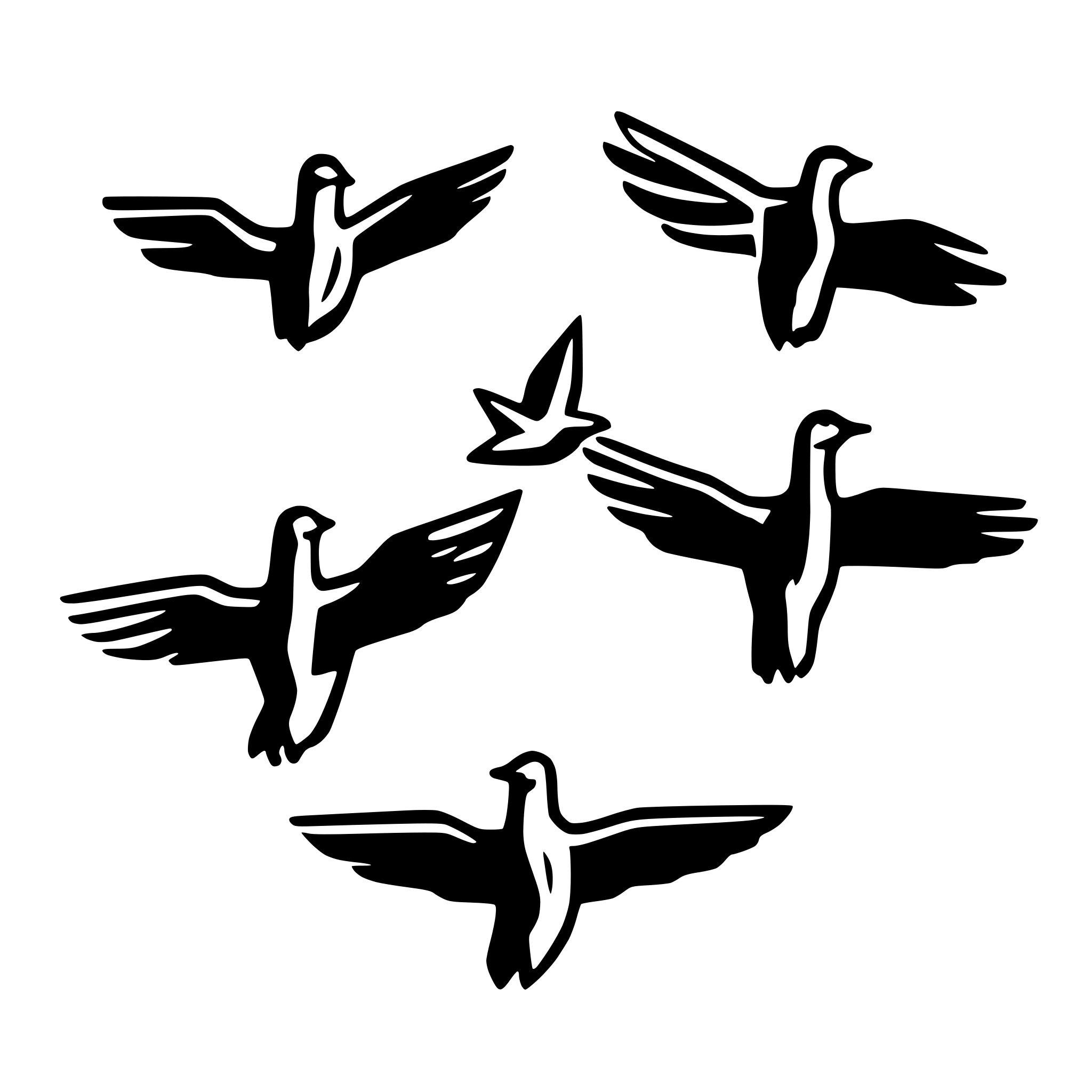 AI-generated SVG of a 7 geese flying in migratory V formation, seen from above, similar to attached image