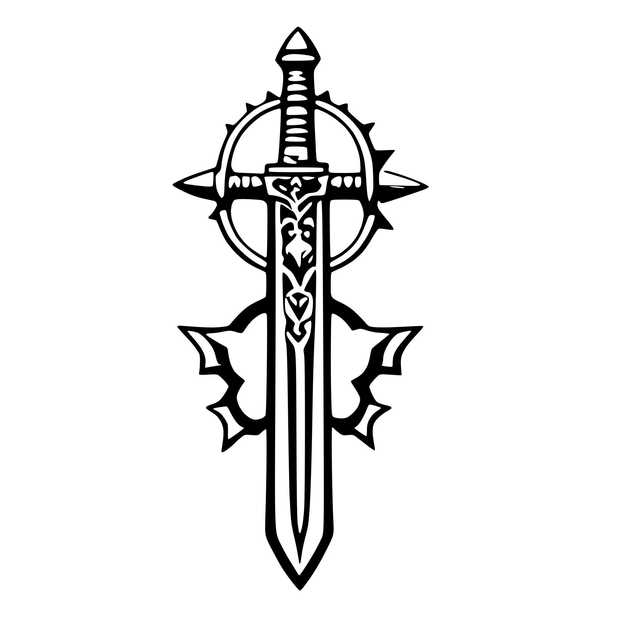 AI-generated SVG of a symmetrical middle age warhammer