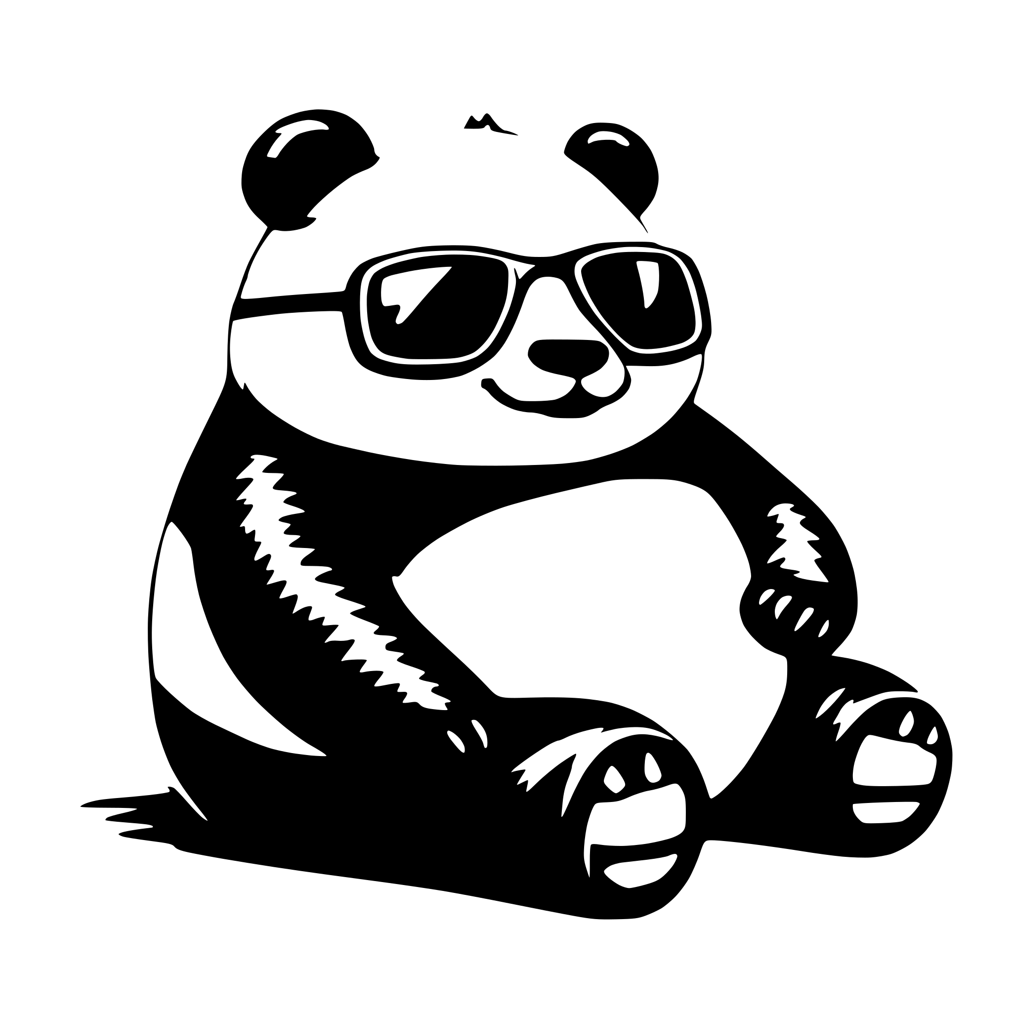 AI-generated SVG of a A chubby panda wearing sunglass and take sun bath
