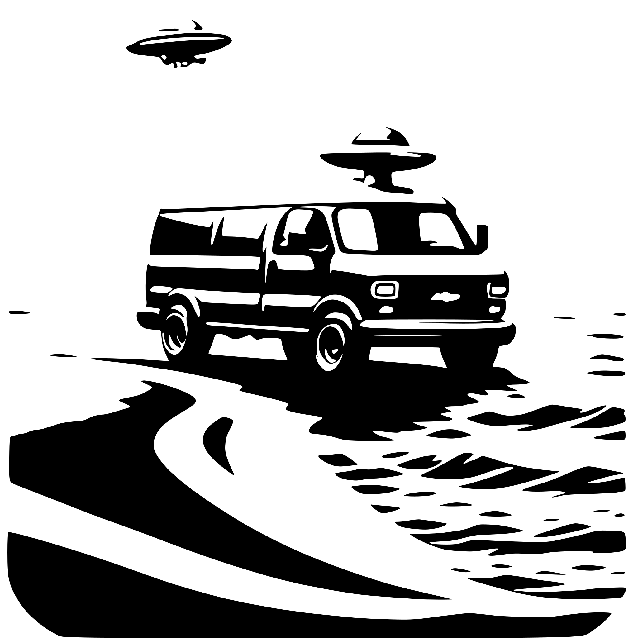AI-generated SVG of a 1997 chevy express passenger van flying off the edge of an ocean bluff, being abducted by a ufo tractor-beam