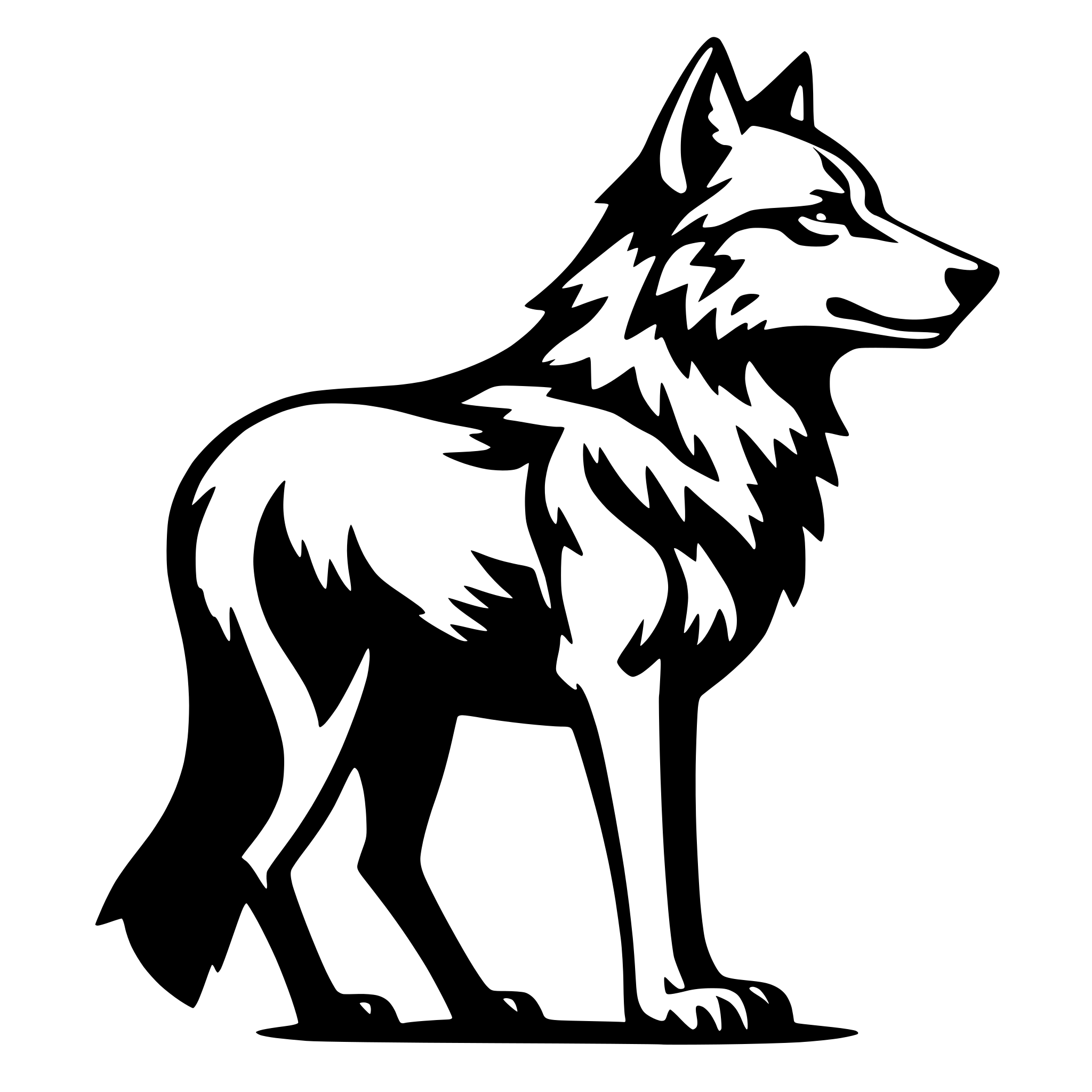 AI-generated SVG of a proud wolf, side view, nostalgic