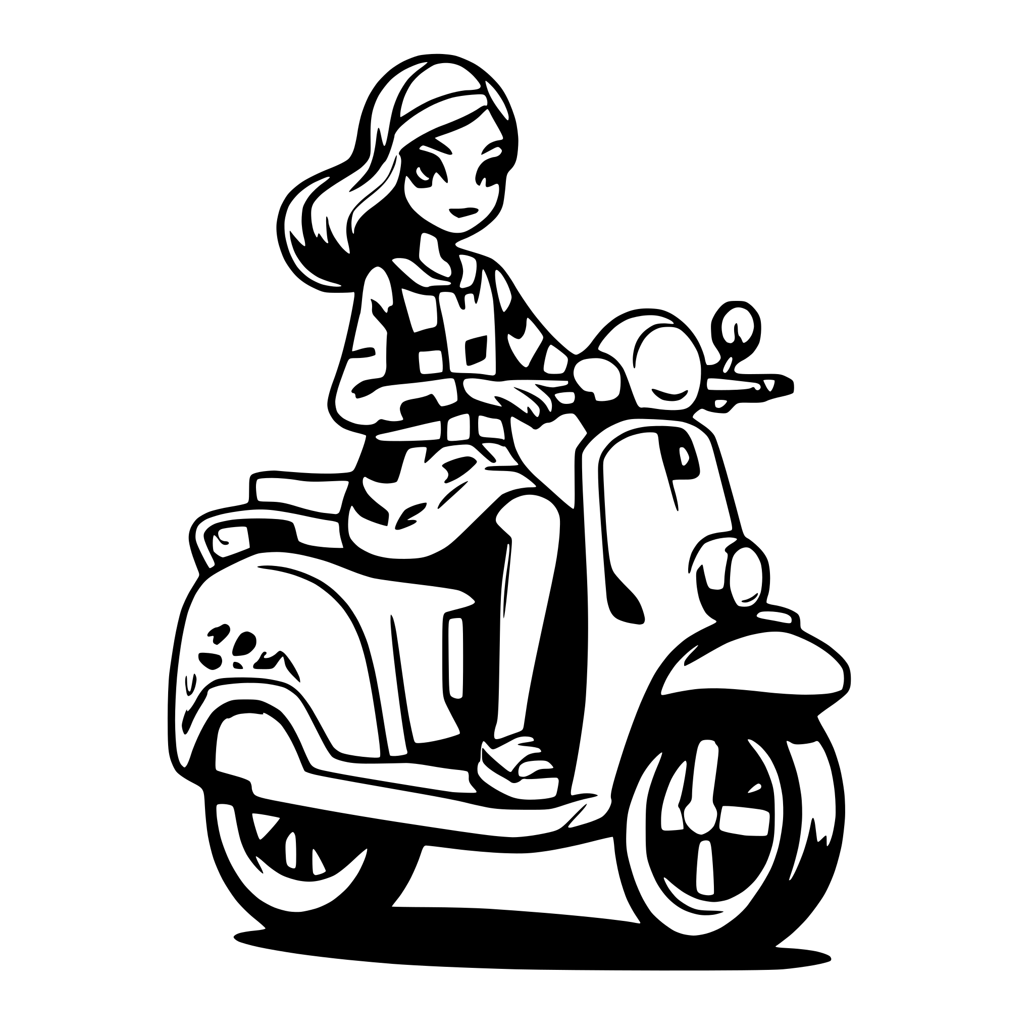 AI-generated SVG of 'Woman on a vespa'