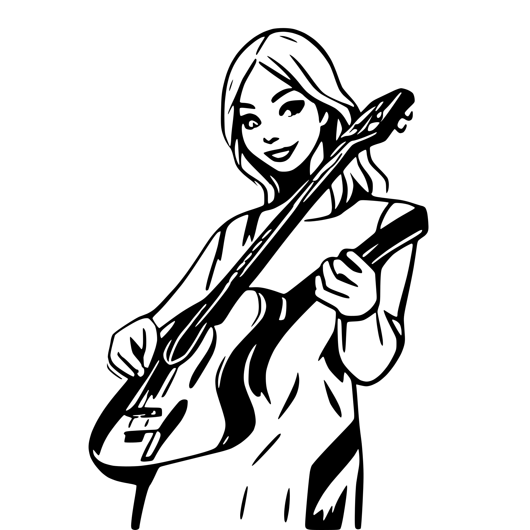 AI-generated SVG of a woman with guitar