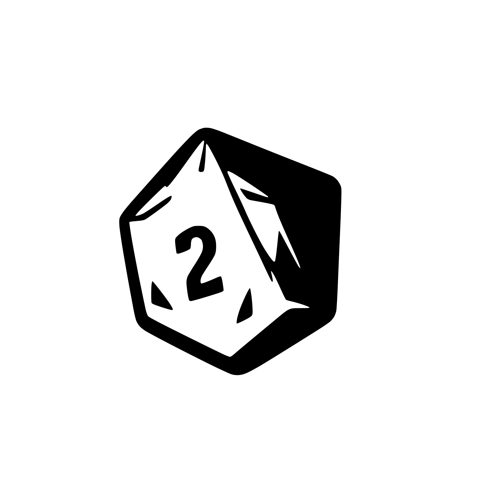 AI-generated SVG of a d20 showing number 20