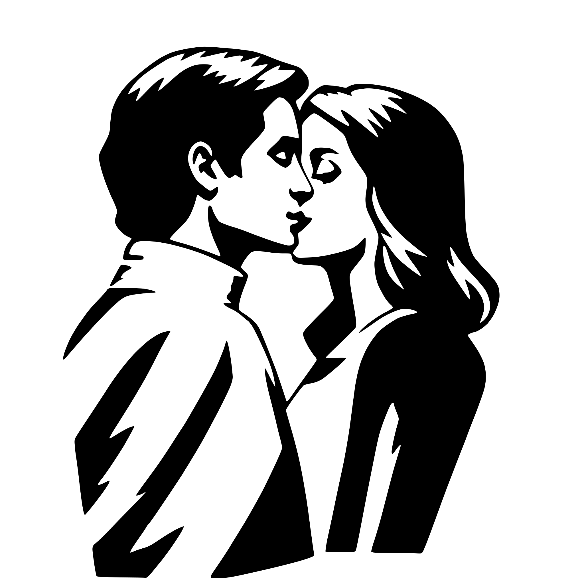 AI-generated SVG of 'silhouetted couple kissing'