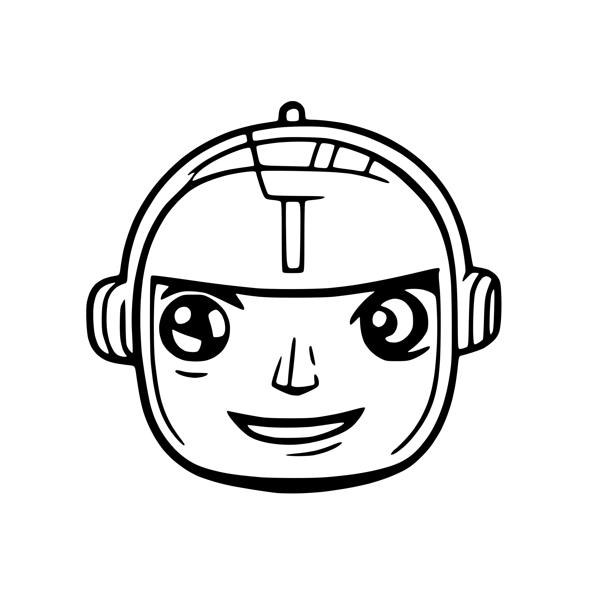 AI-generated SVG of a Create a robotic face for an AI copilot that looks cheerful,  make him smiling slightly and looking directly into the camera