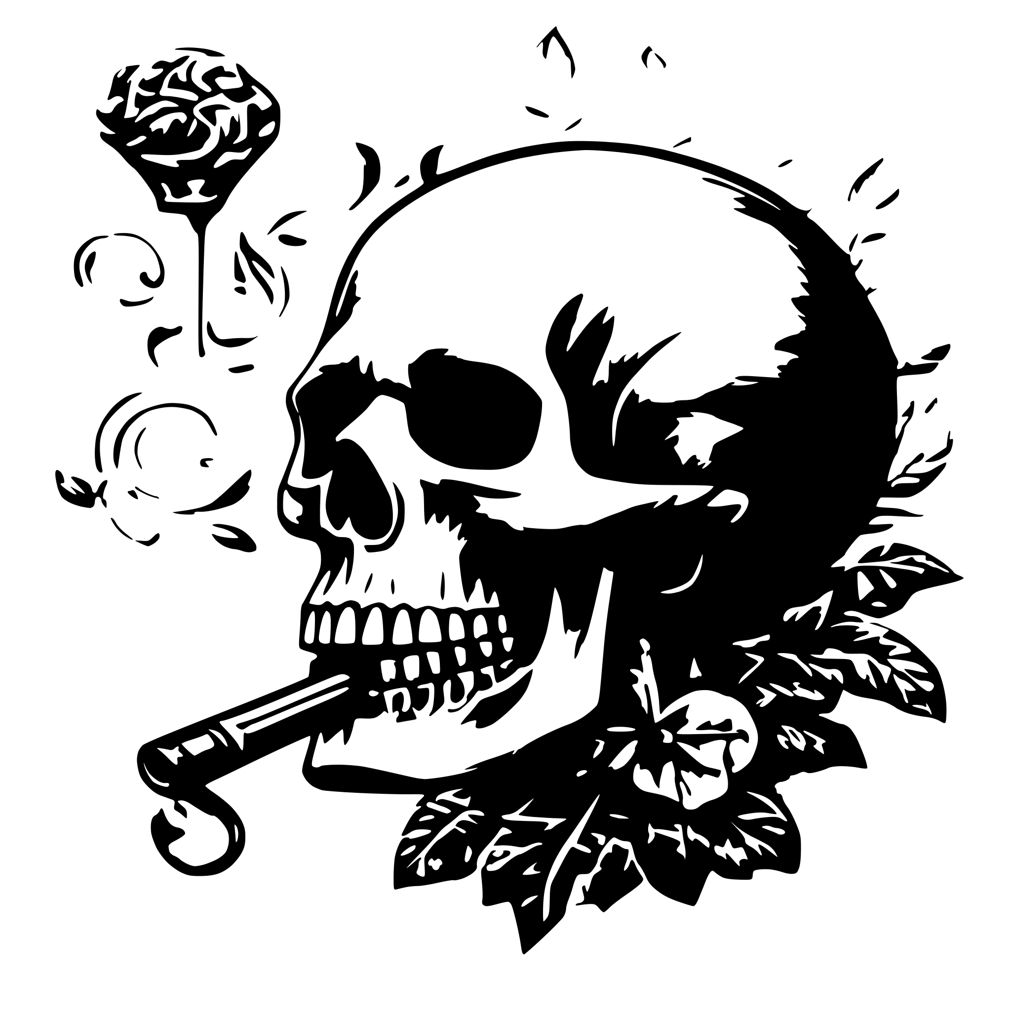 AI-generated SVG of 'a skull smoking cigar'