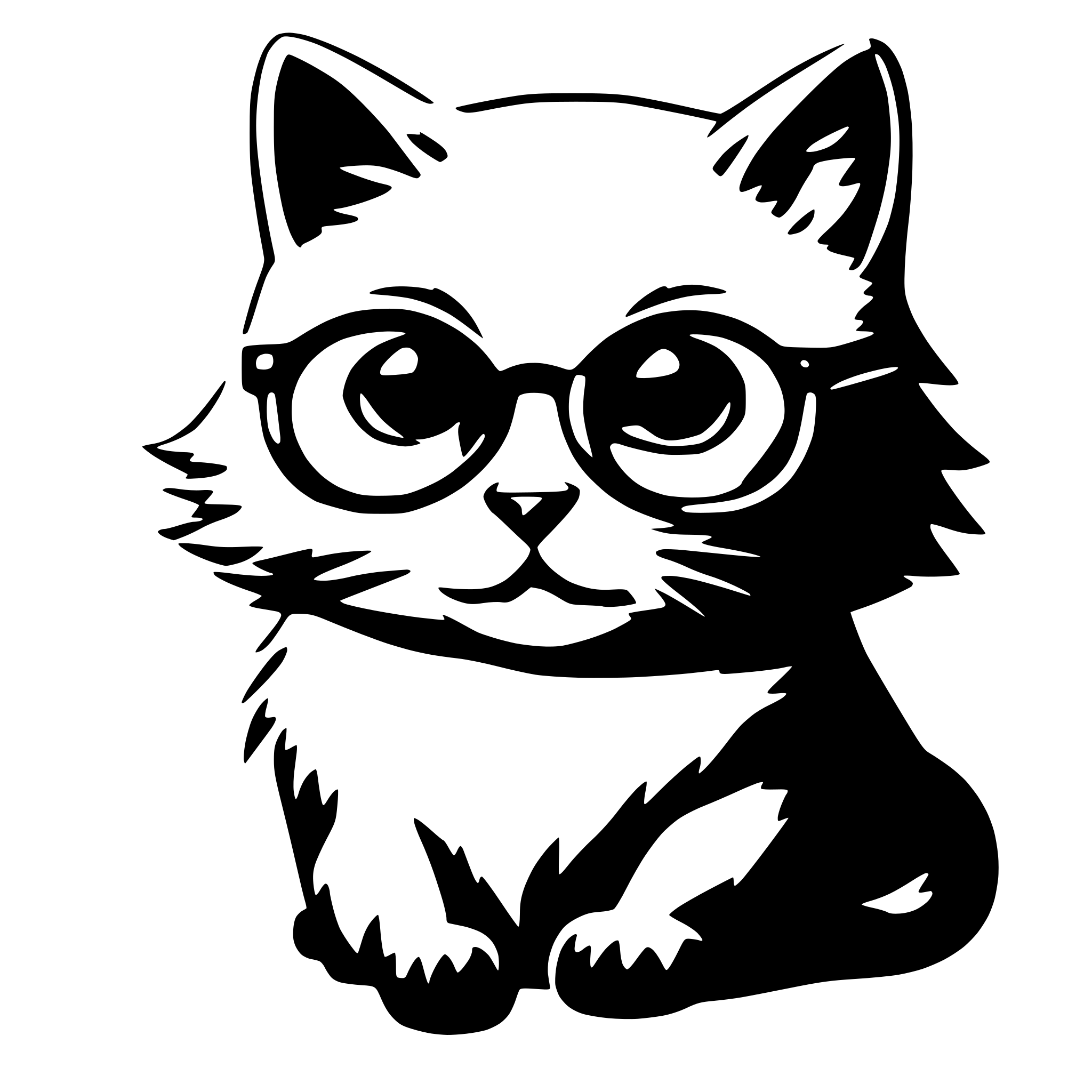 AI-generated SVG of 'cute cat wearing glasses'