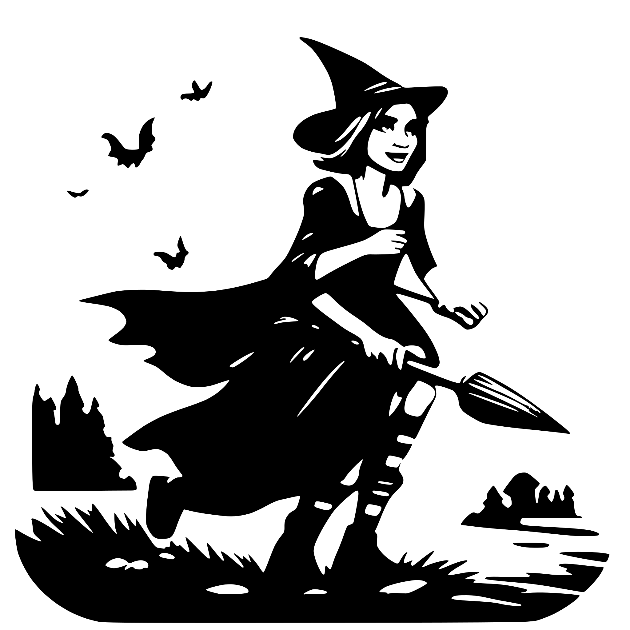 AI-generated SVG of 'simple witch on the broomstick'