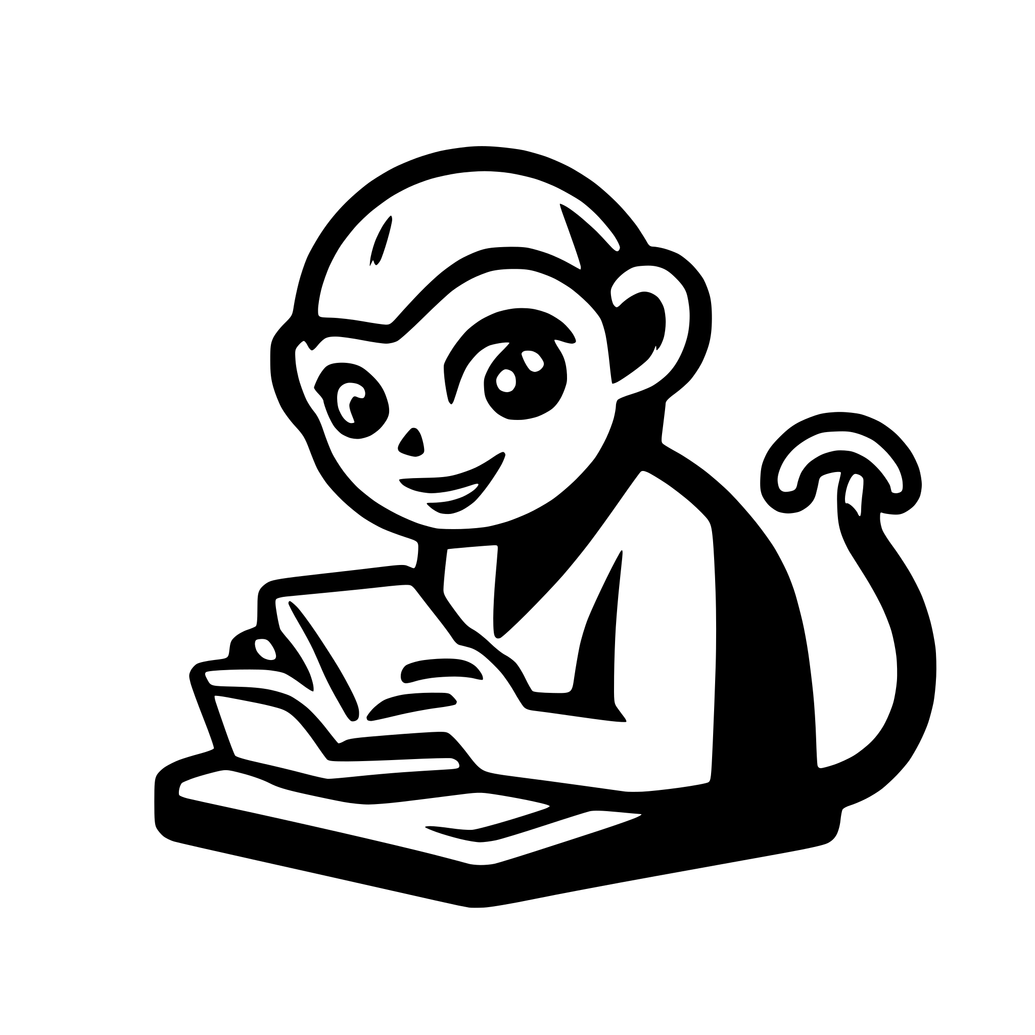 AI-generated SVG of a an icon of a monkey writing a book