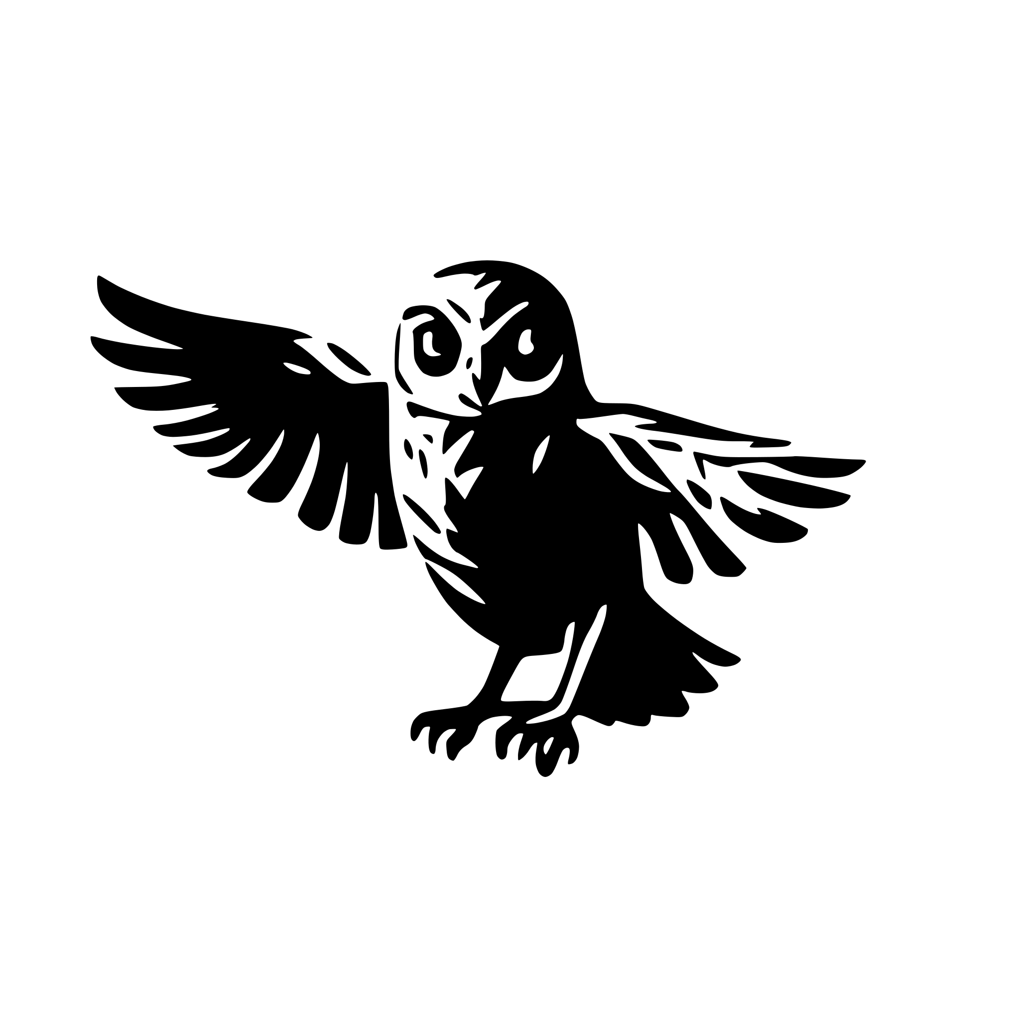 AI-generated SVG of a flying owl silhouette black realistic