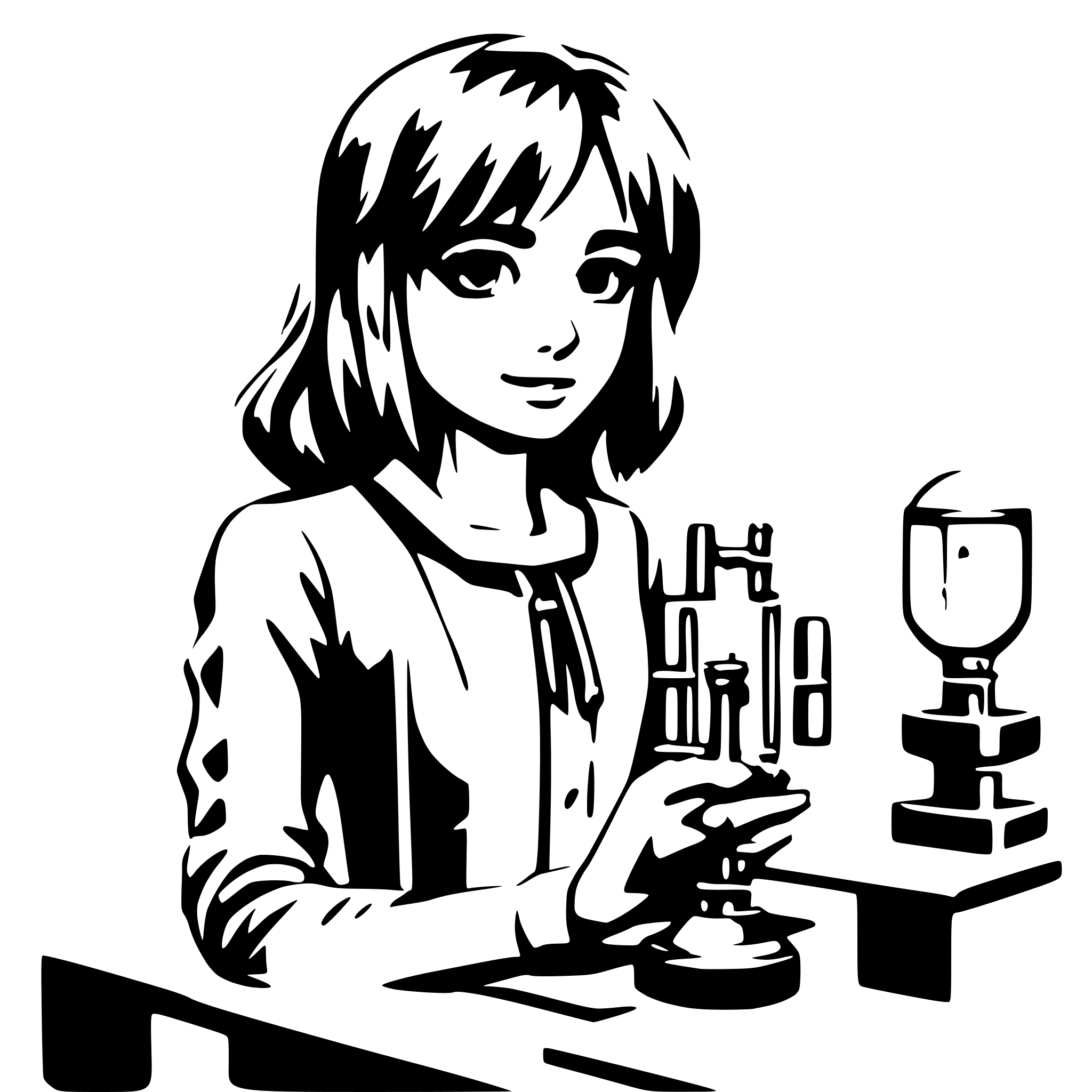 AI-generated SVG of 'anime girl in physics lab'